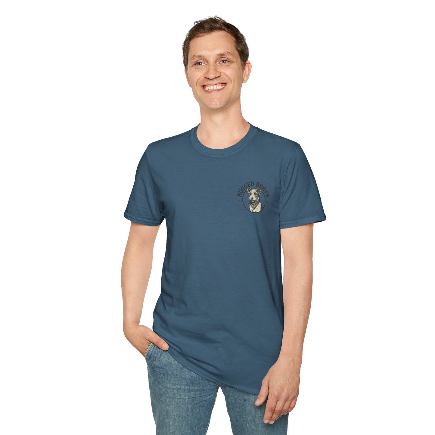Rugged Ruger: Round Firefighter logo, Unisex Softstyle Tee