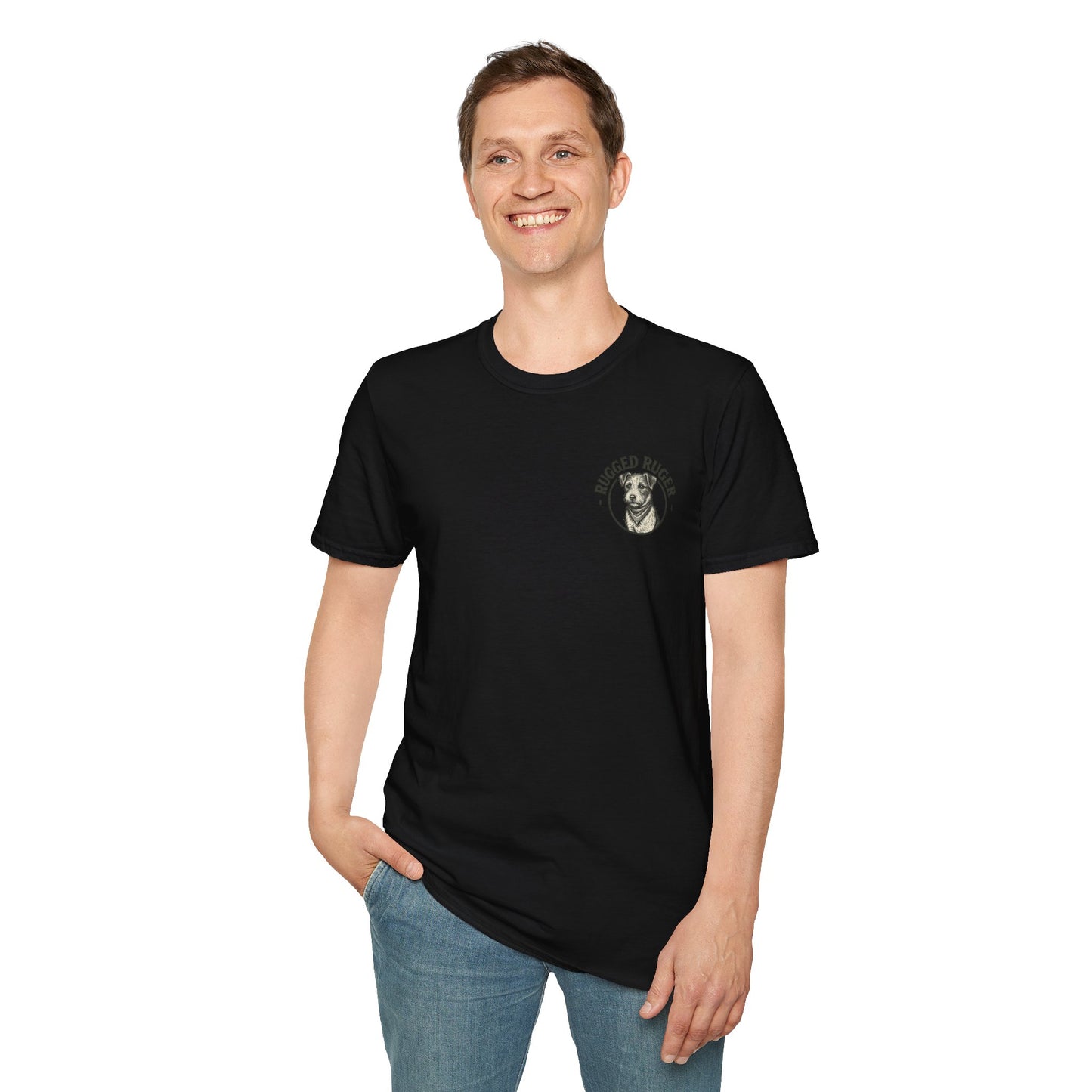 Rugged Ruger: Round Firefighter logo, Unisex Softstyle Tee