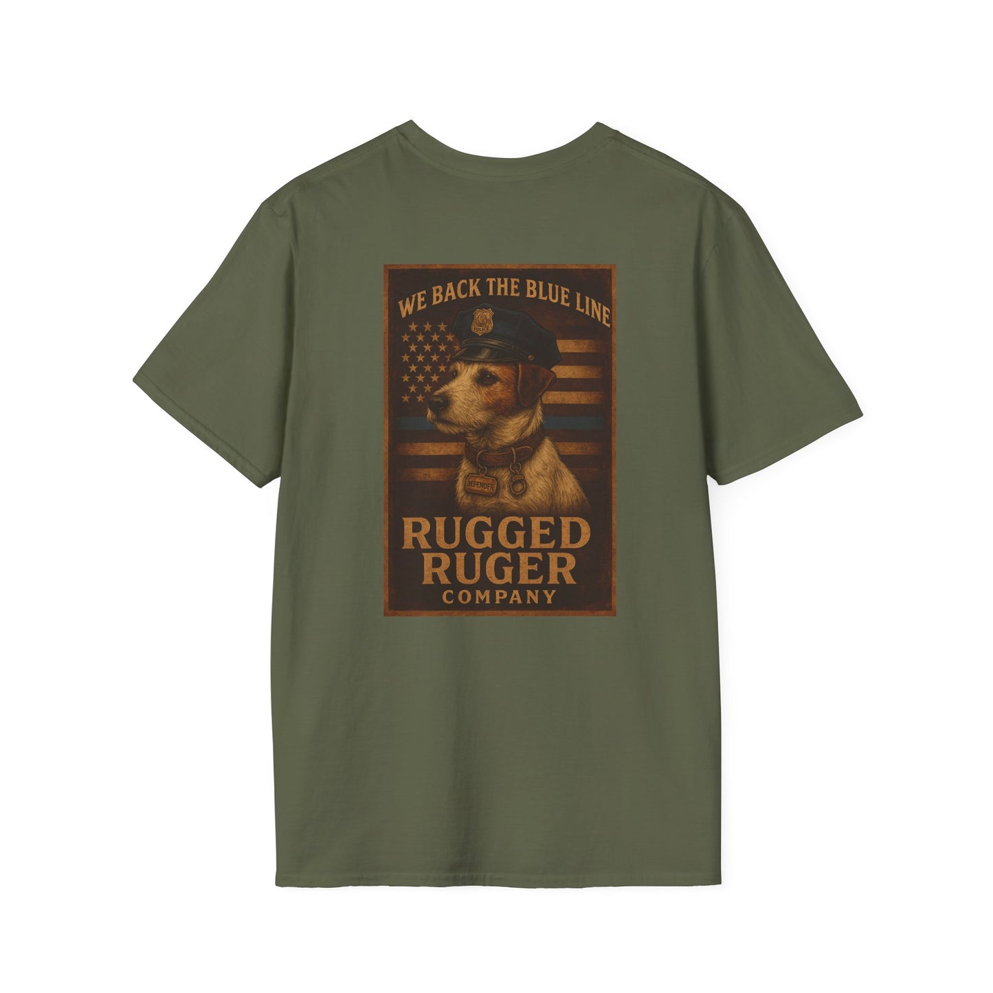 Rugged Rugger: We back the blue line, Unisex Softstyle T-Shirt