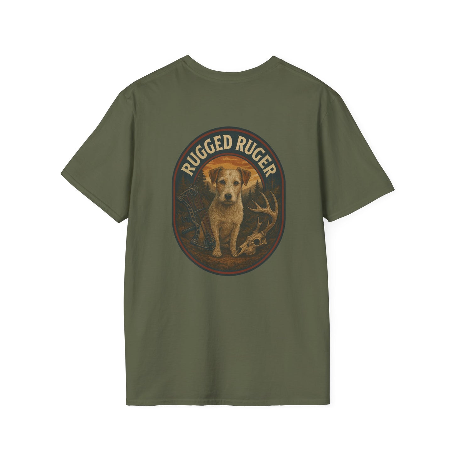 Rugged Ruger: Bow hunting round logo, Unisex Softstyle T-Shirt