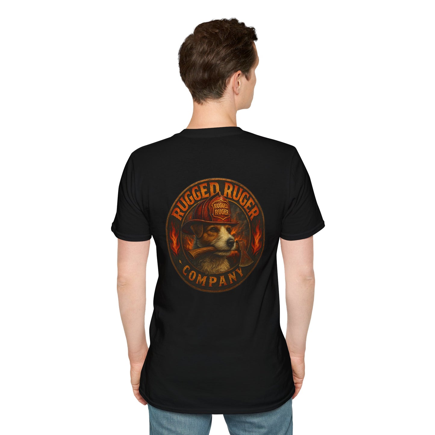 Rugged Ruger: Round Firefighter logo, Unisex Softstyle Tee