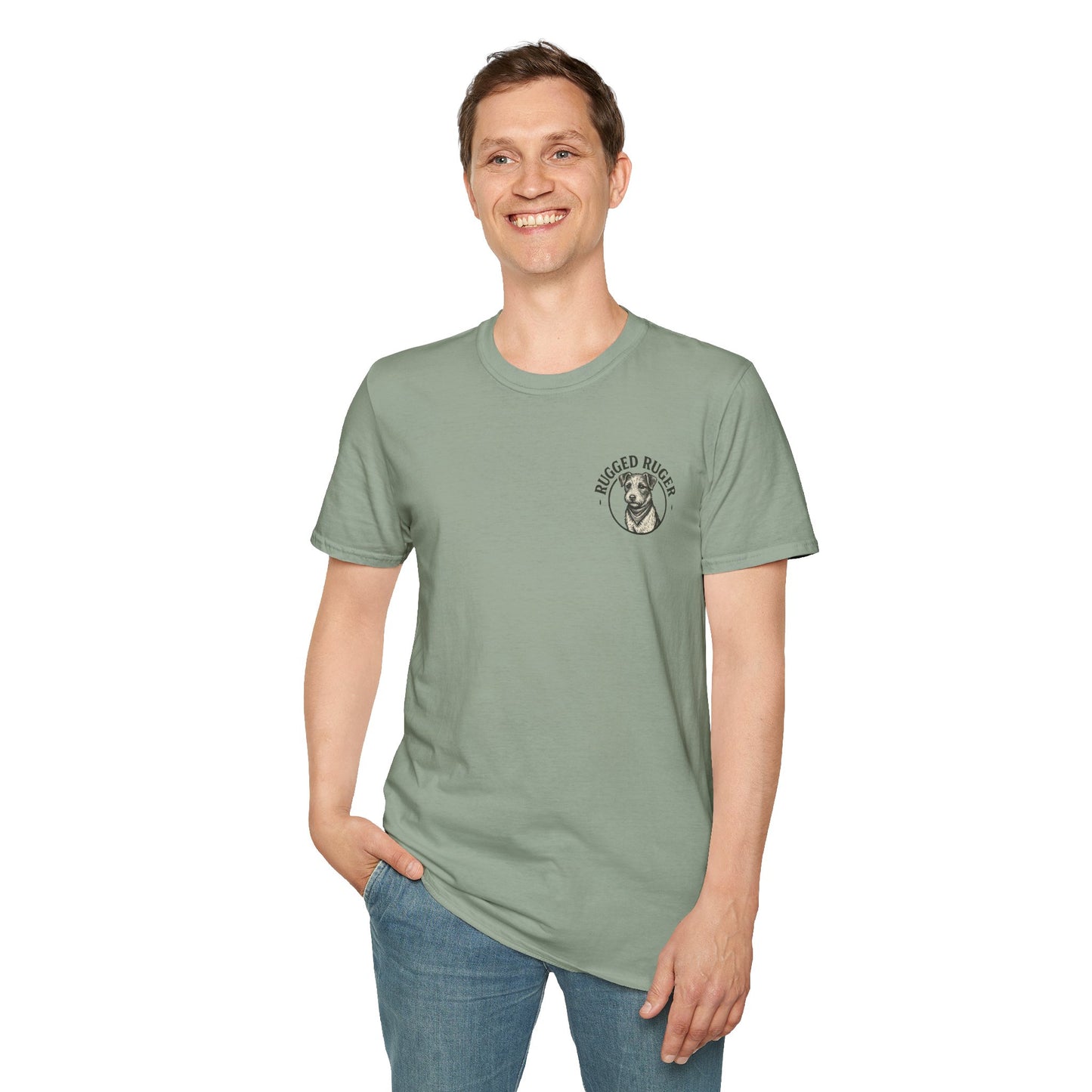 Rugged Ruger: Round Firefighter logo, Unisex Softstyle Tee