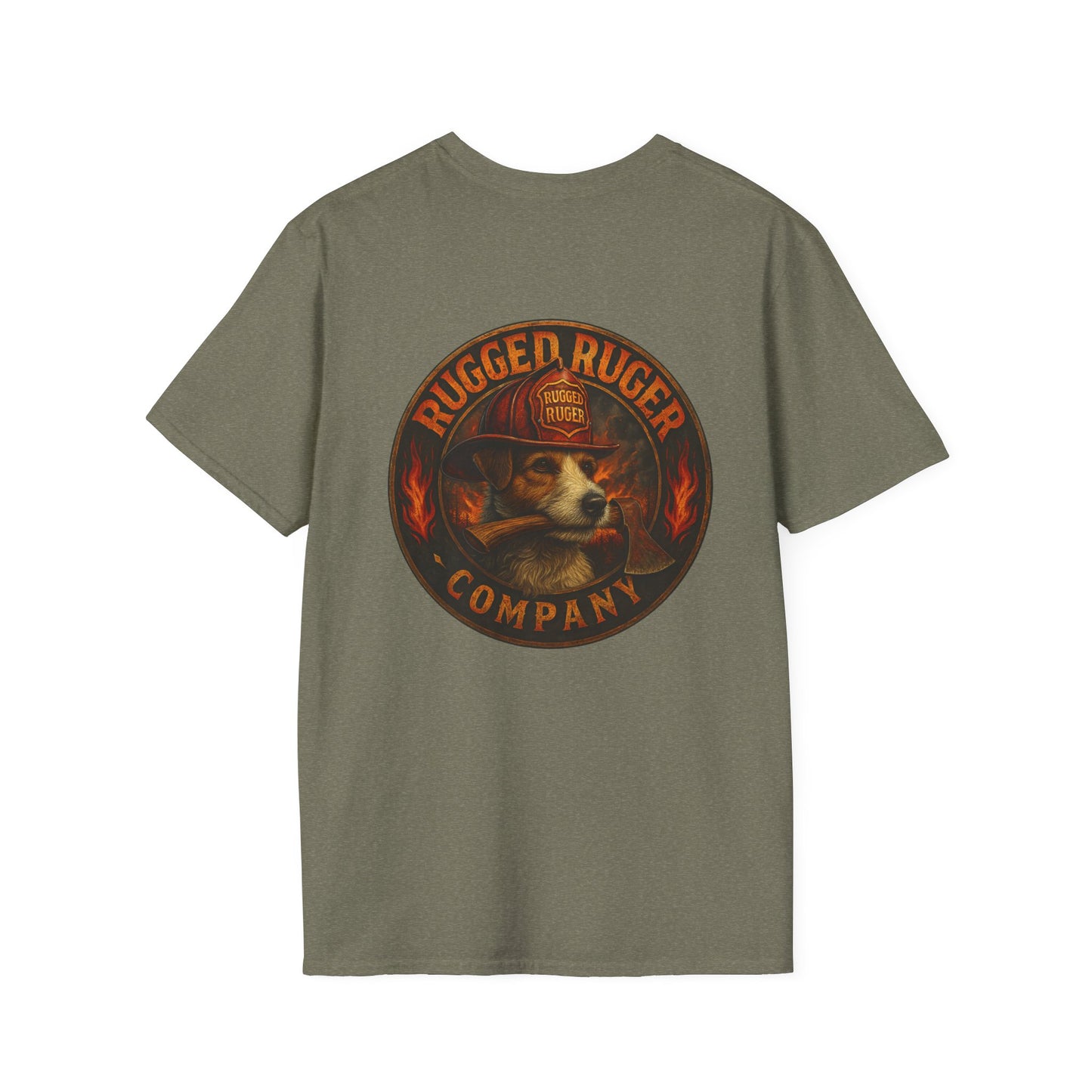 Rugged Ruger: Round Firefighter logo, Unisex Softstyle Tee