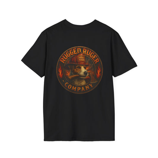 Rugged Ruger: Round Firefighter logo, Unisex Softstyle Tee
