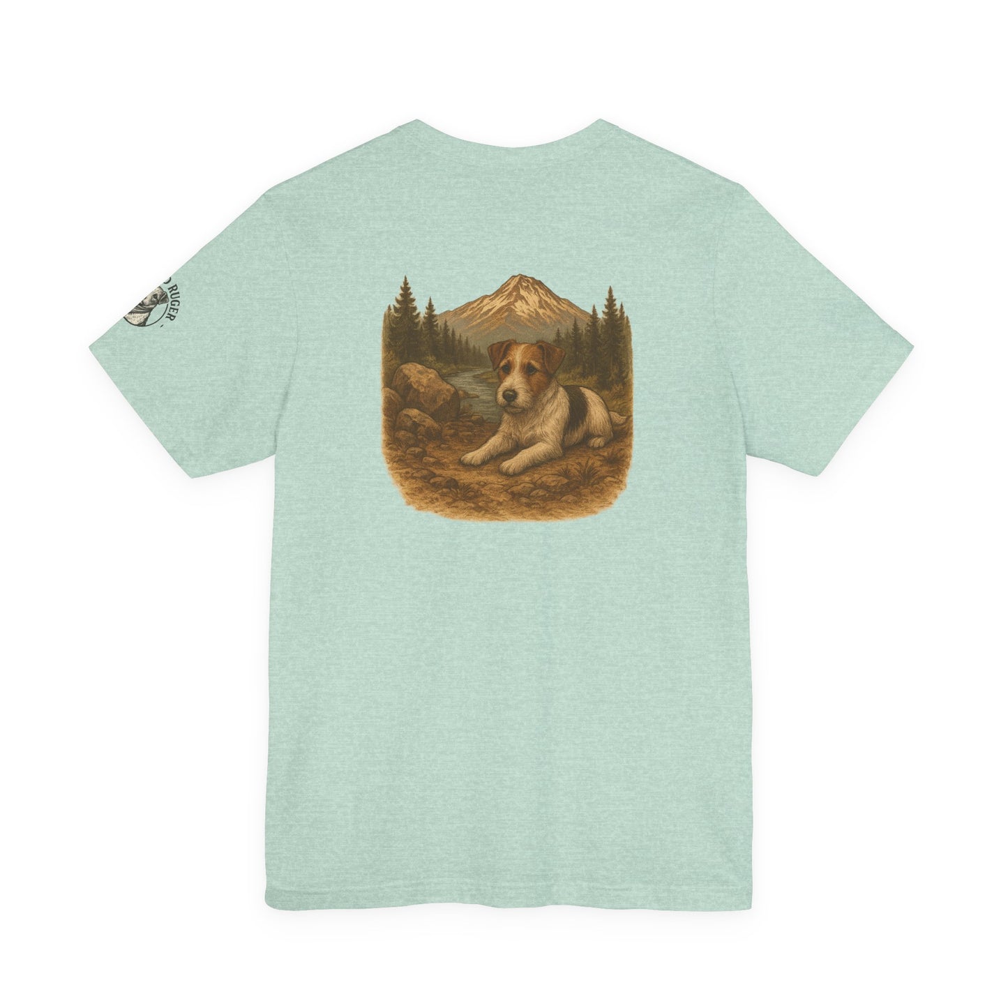 Rugged Ruger: At the stream, Unisex Jersey short sleeve tee