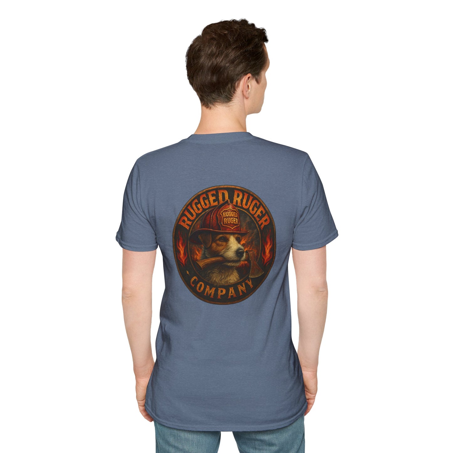 Rugged Ruger: Round Firefighter logo, Unisex Softstyle Tee