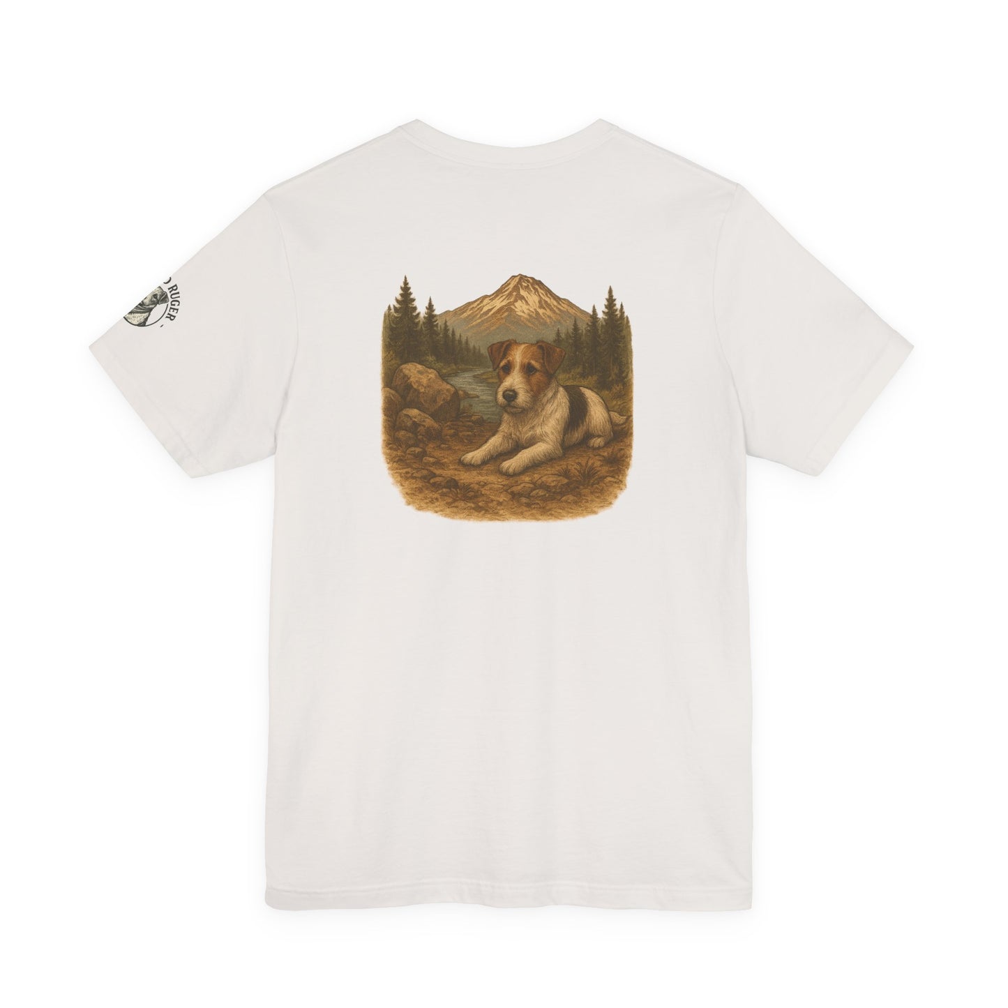 Rugged Ruger: At the stream, Unisex Jersey short sleeve tee