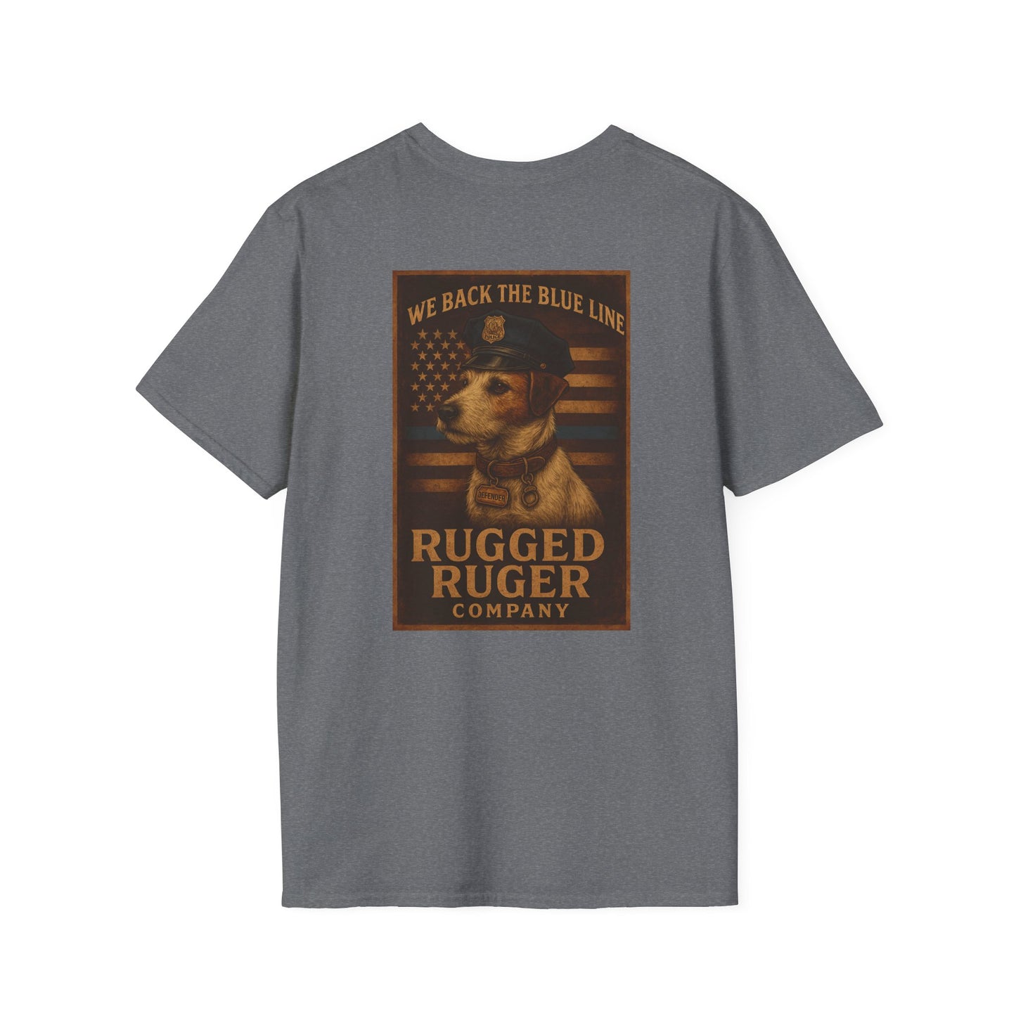 Rugged Rugger: We back the blue line, Unisex Softstyle T-Shirt