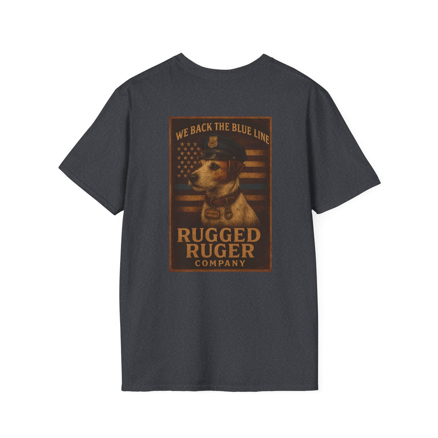 Rugged Rugger: We back the blue line, Unisex Softstyle T-Shirt