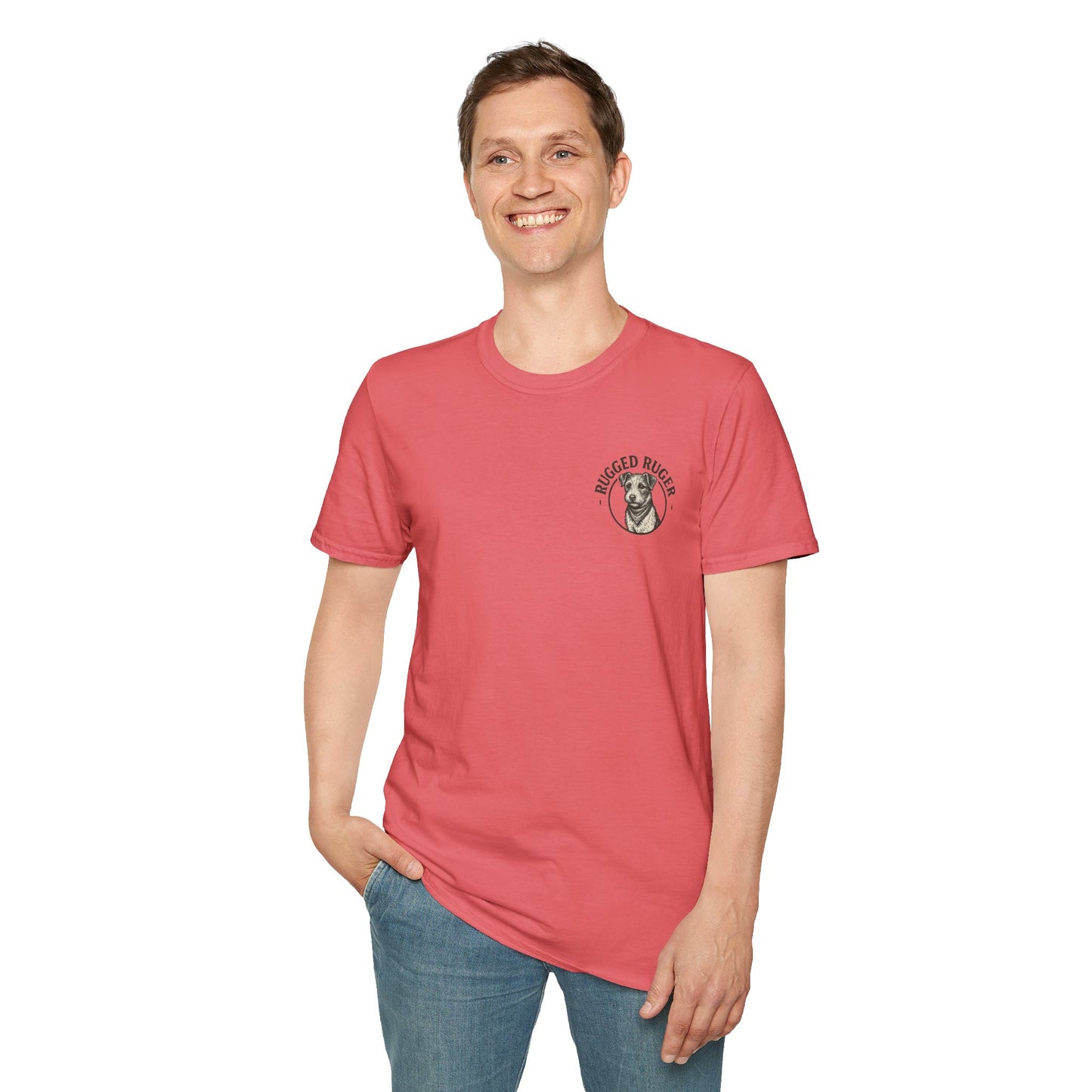Rugged Ruger: Round Firefighter logo, Unisex Softstyle Tee