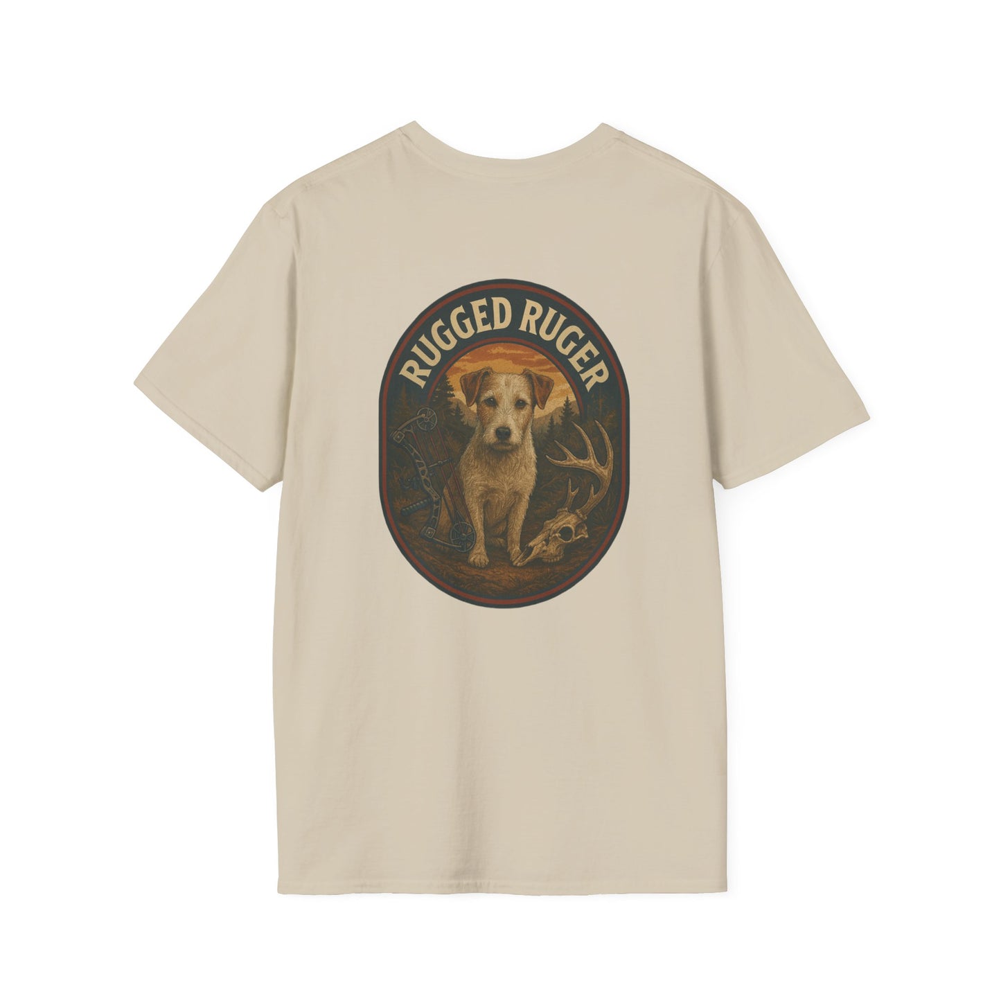 Rugged Ruger: Bow hunting round logo, Unisex Softstyle T-Shirt