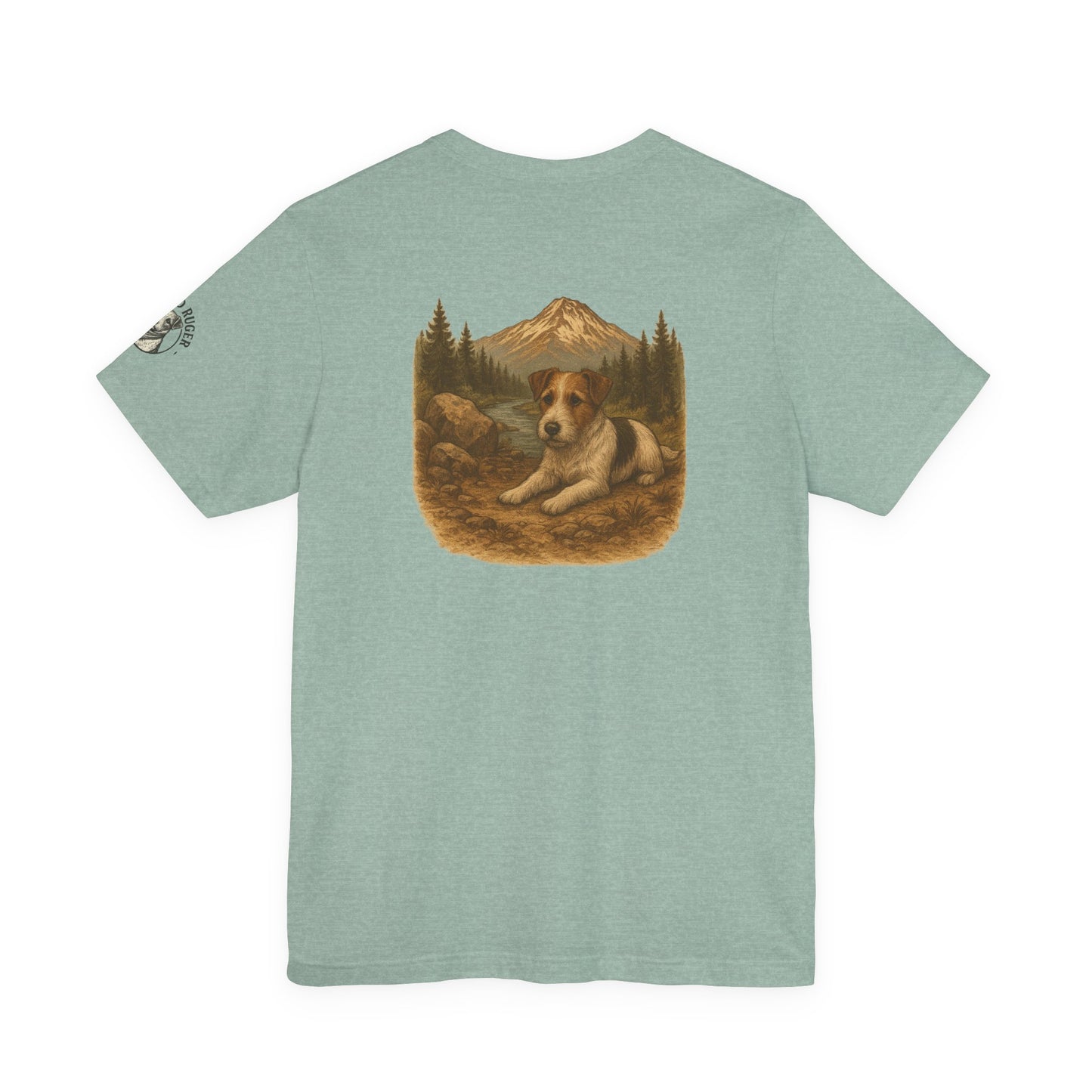 Rugged Ruger: At the stream, Unisex Jersey short sleeve tee