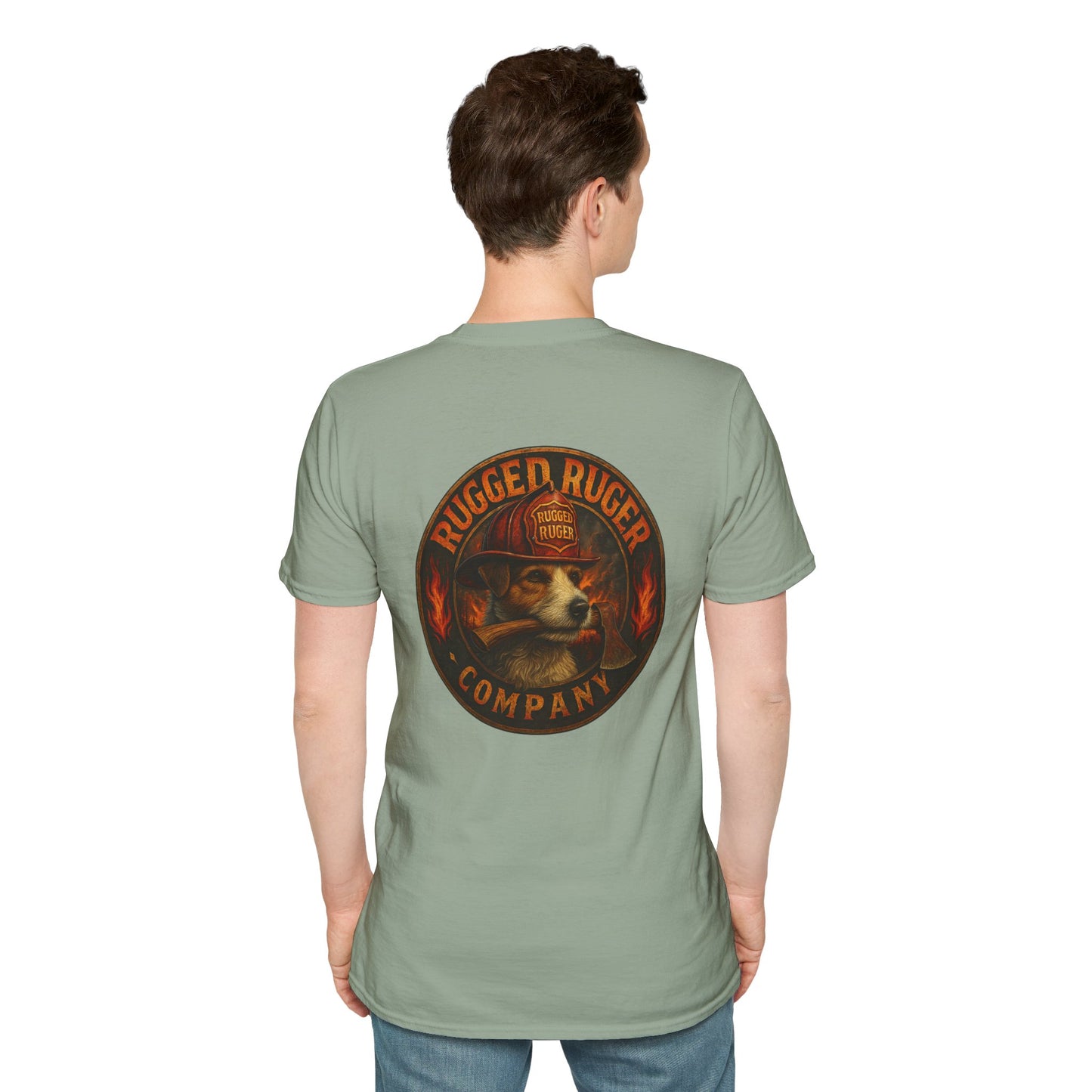 Rugged Ruger: Round Firefighter logo, Unisex Softstyle Tee
