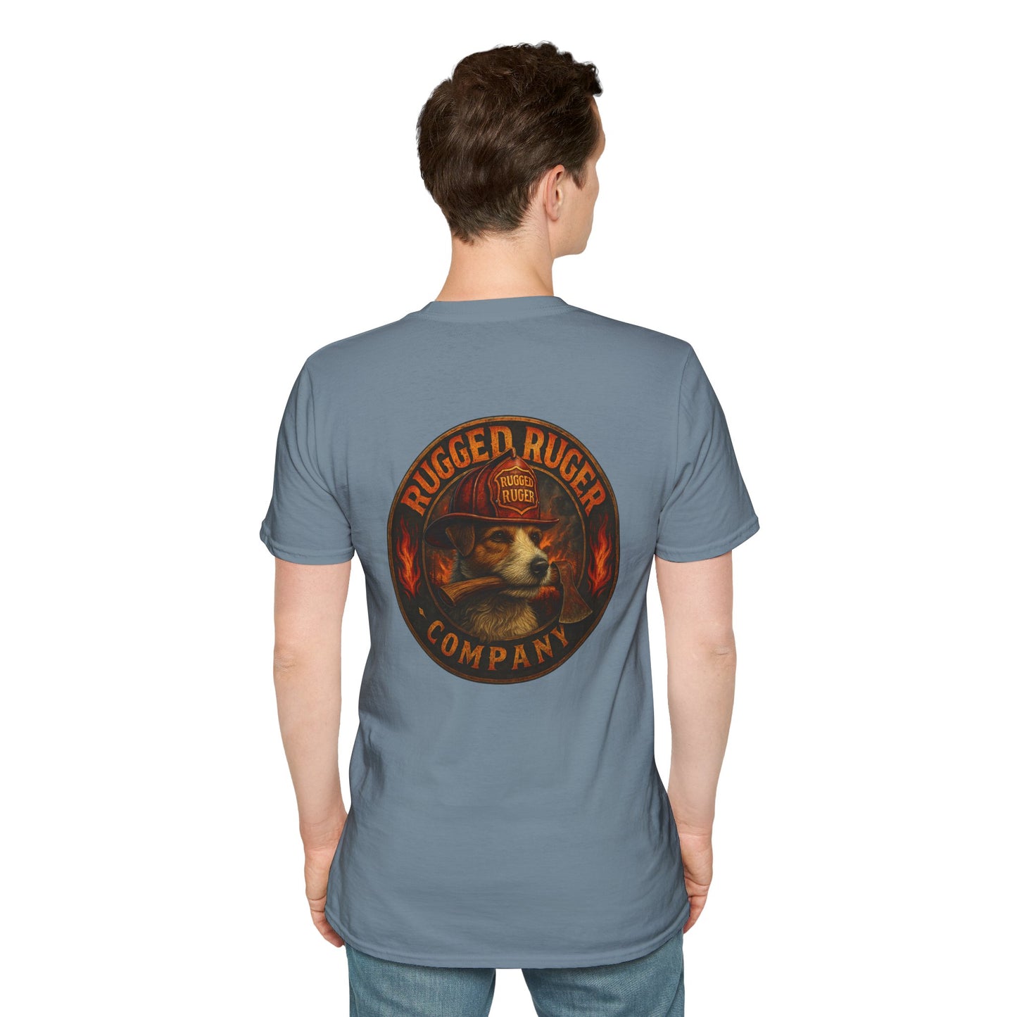 Rugged Ruger: Round Firefighter logo, Unisex Softstyle Tee