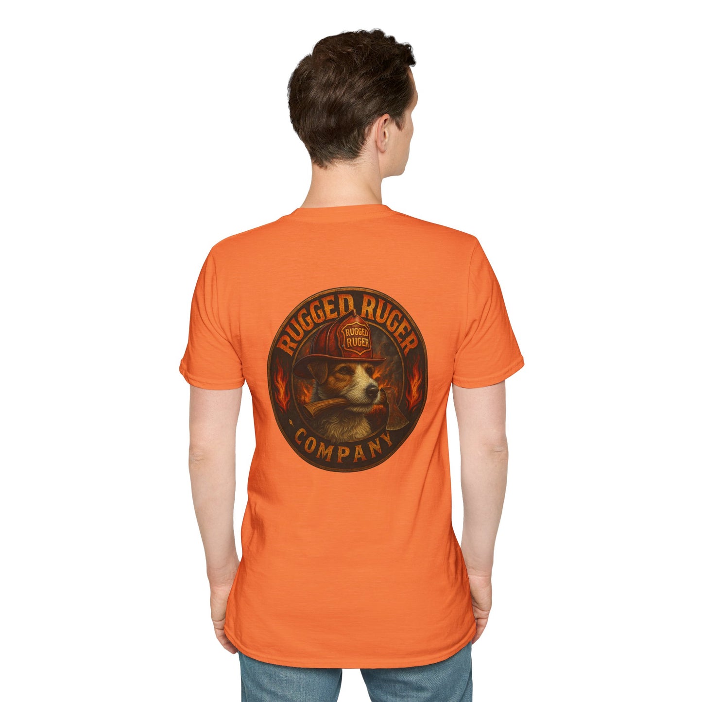 Rugged Ruger: Round Firefighter logo, Unisex Softstyle Tee