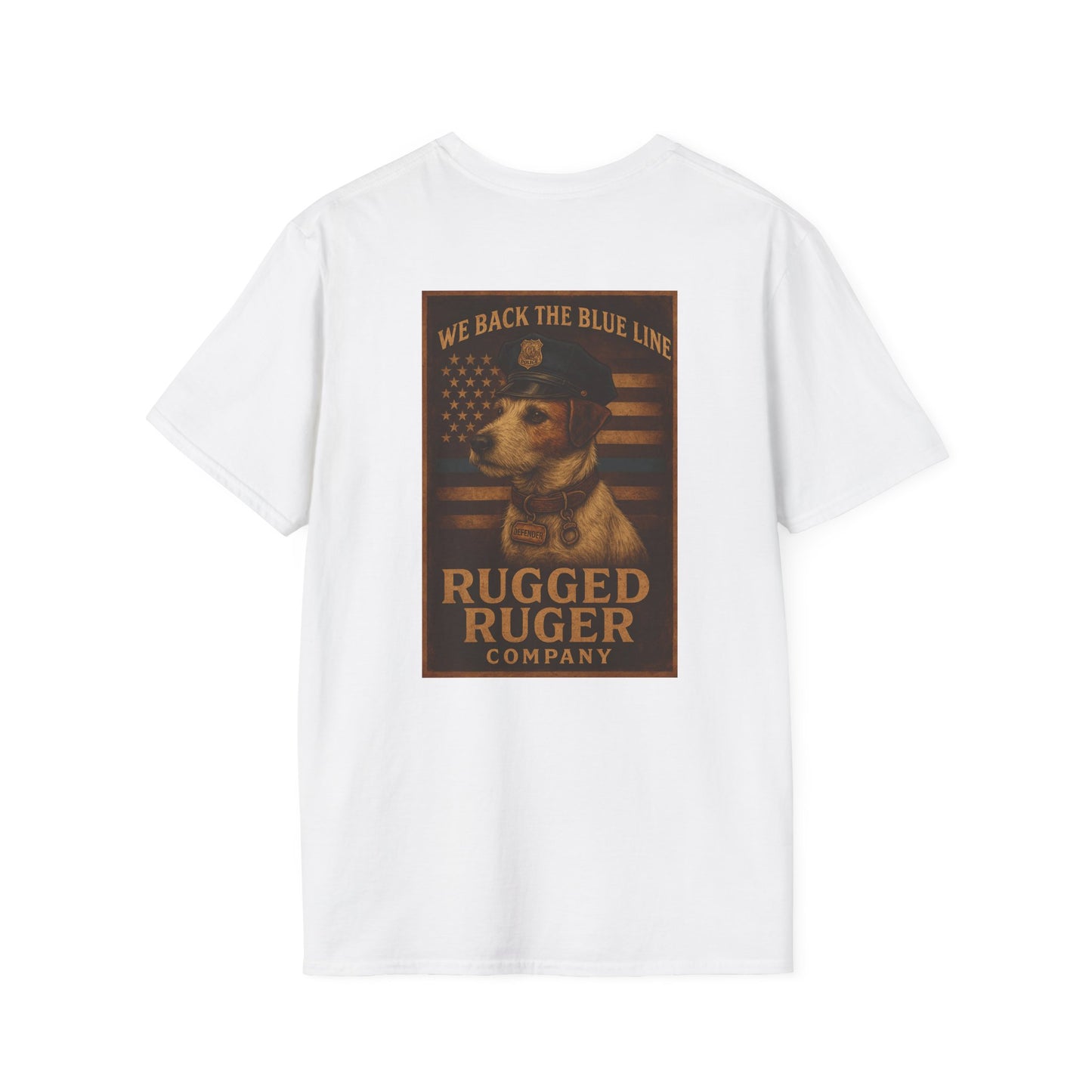 Rugged Rugger: We back the blue line, Unisex Softstyle T-Shirt