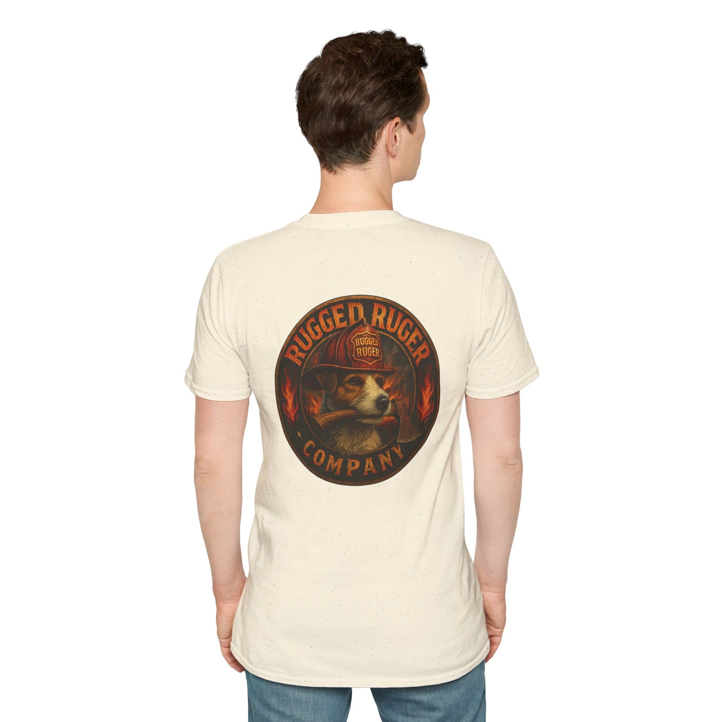 Rugged Ruger: Round Firefighter logo, Unisex Softstyle Tee