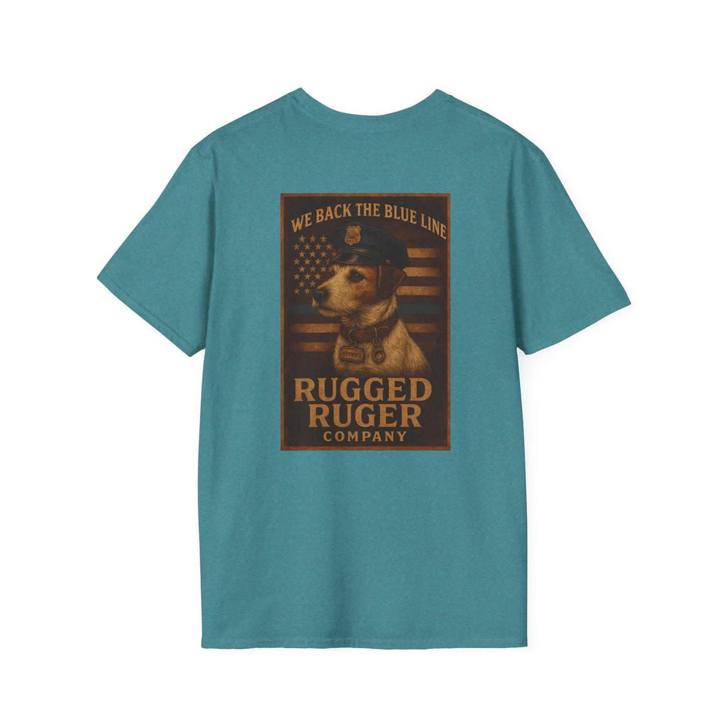 Rugged Rugger: We back the blue line, Unisex Softstyle T-Shirt