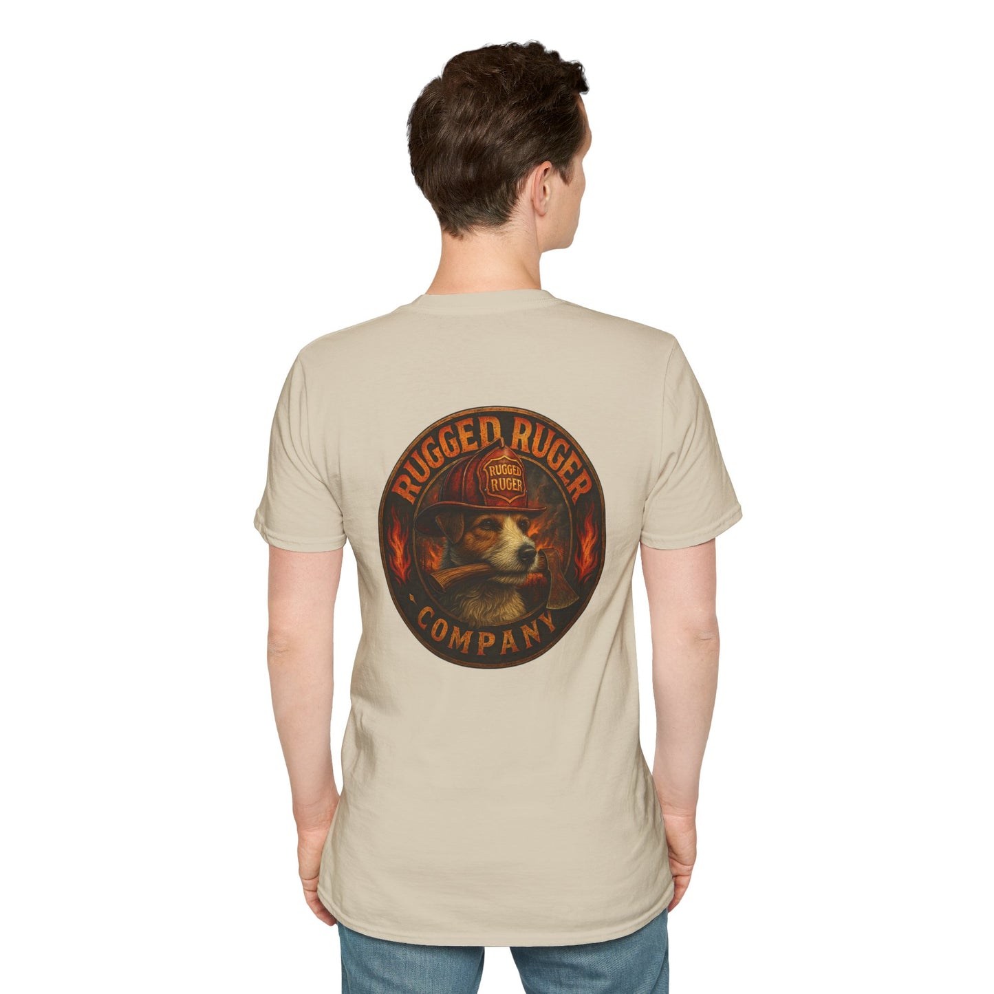 Rugged Ruger: Round Firefighter logo, Unisex Softstyle Tee