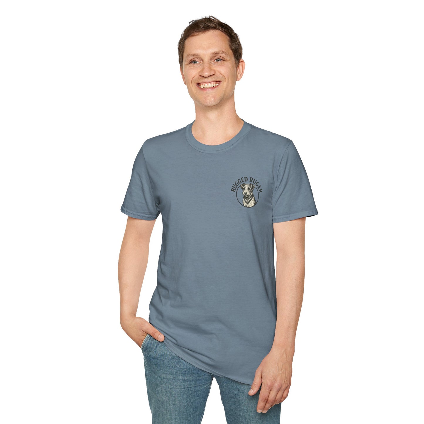 Rugged Ruger: Round Firefighter logo, Unisex Softstyle Tee