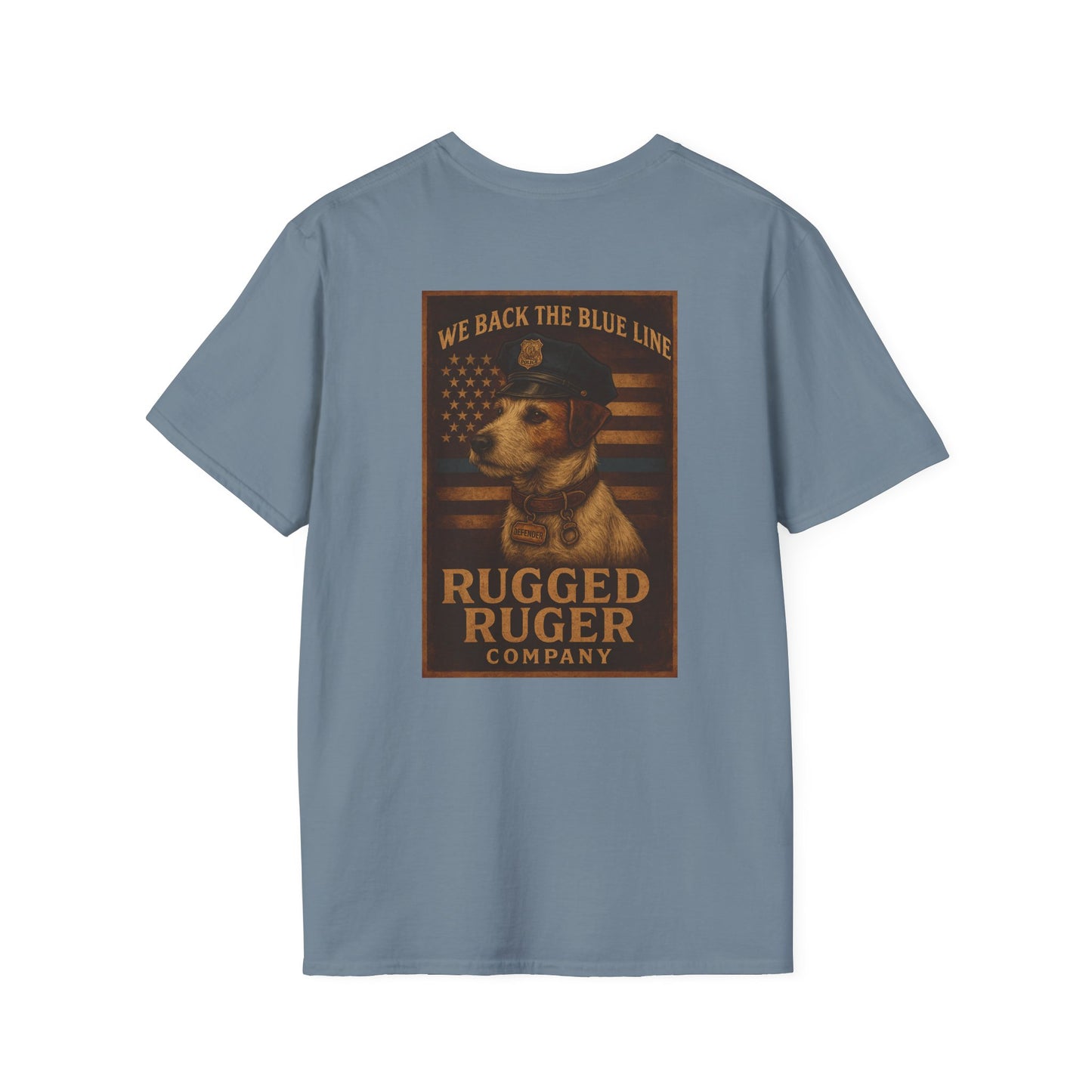 Rugged Rugger: We back the blue line, Unisex Softstyle T-Shirt
