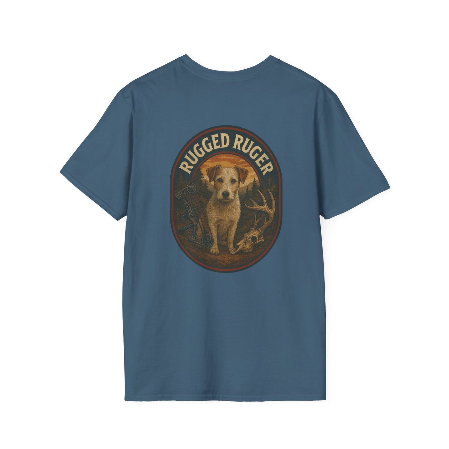 Rugged Ruger: Bow hunting round logo, Unisex Softstyle T-Shirt