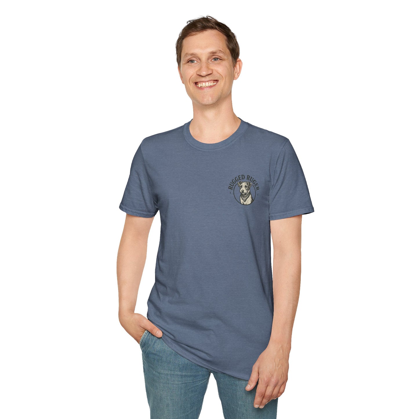 Rugged Ruger: Round Firefighter logo, Unisex Softstyle Tee