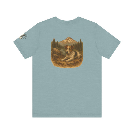 Rugged Ruger: At the stream, Unisex Jersey short sleeve tee