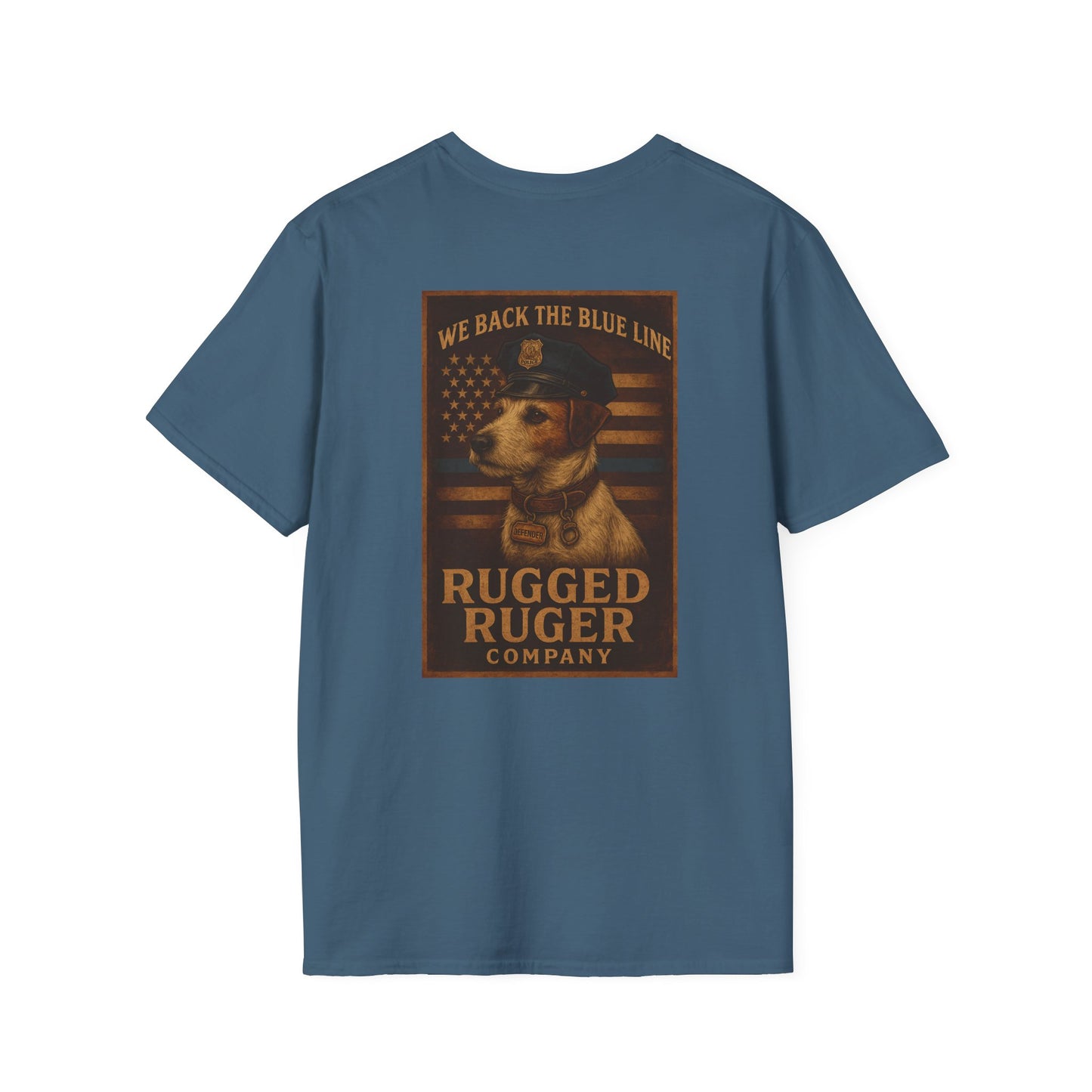 Rugged Rugger: We back the blue line, Unisex Softstyle T-Shirt