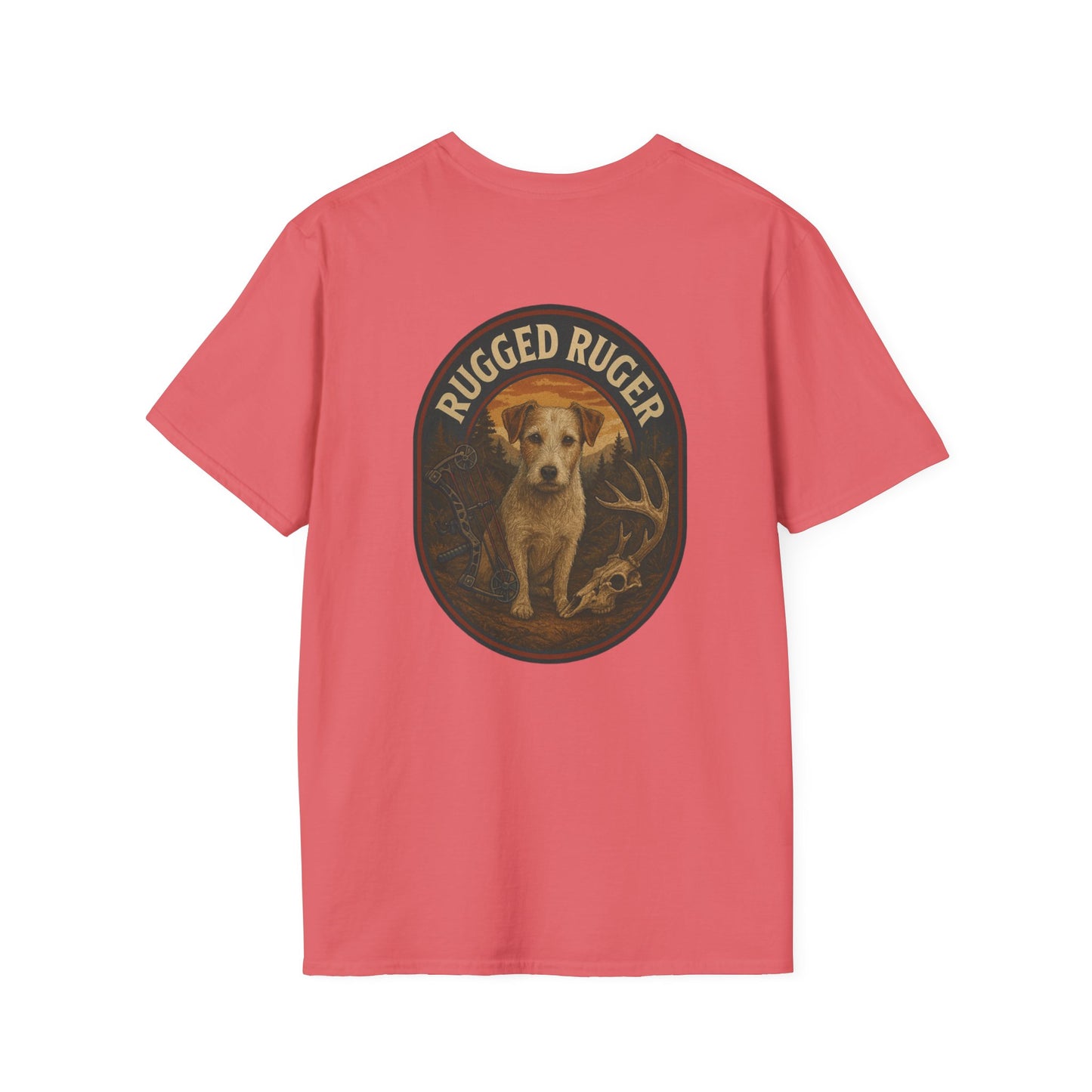 Rugged Ruger: Bow hunting round logo, Unisex Softstyle T-Shirt