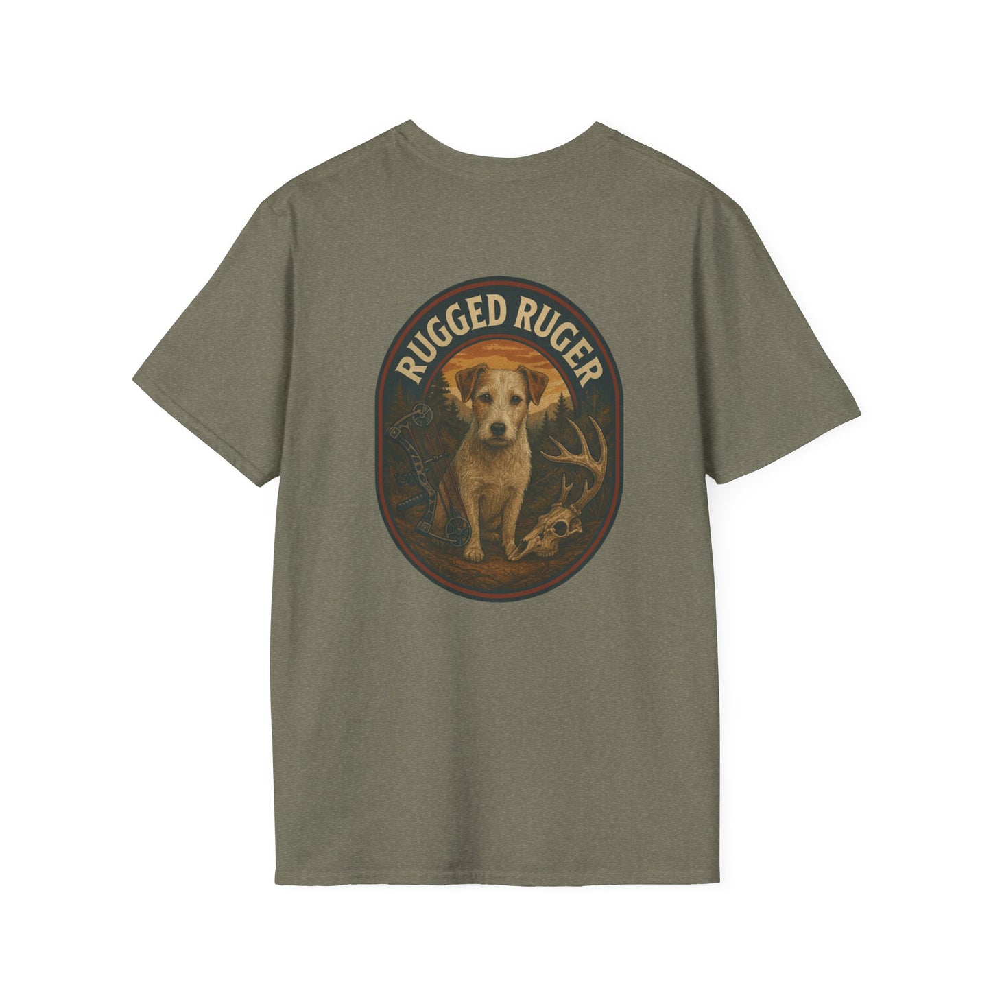 Rugged Ruger: Bow hunting round logo, Unisex Softstyle T-Shirt