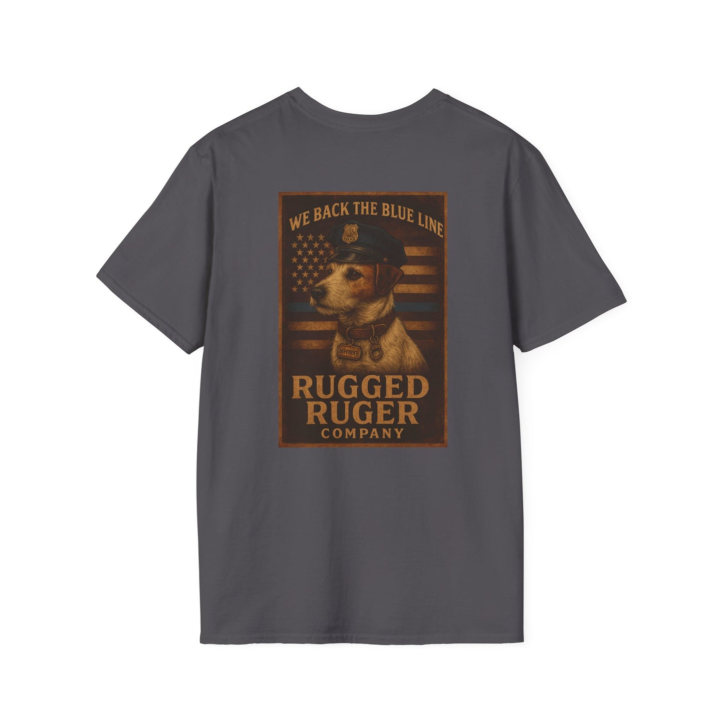 Rugged Rugger: We back the blue line, Unisex Softstyle T-Shirt