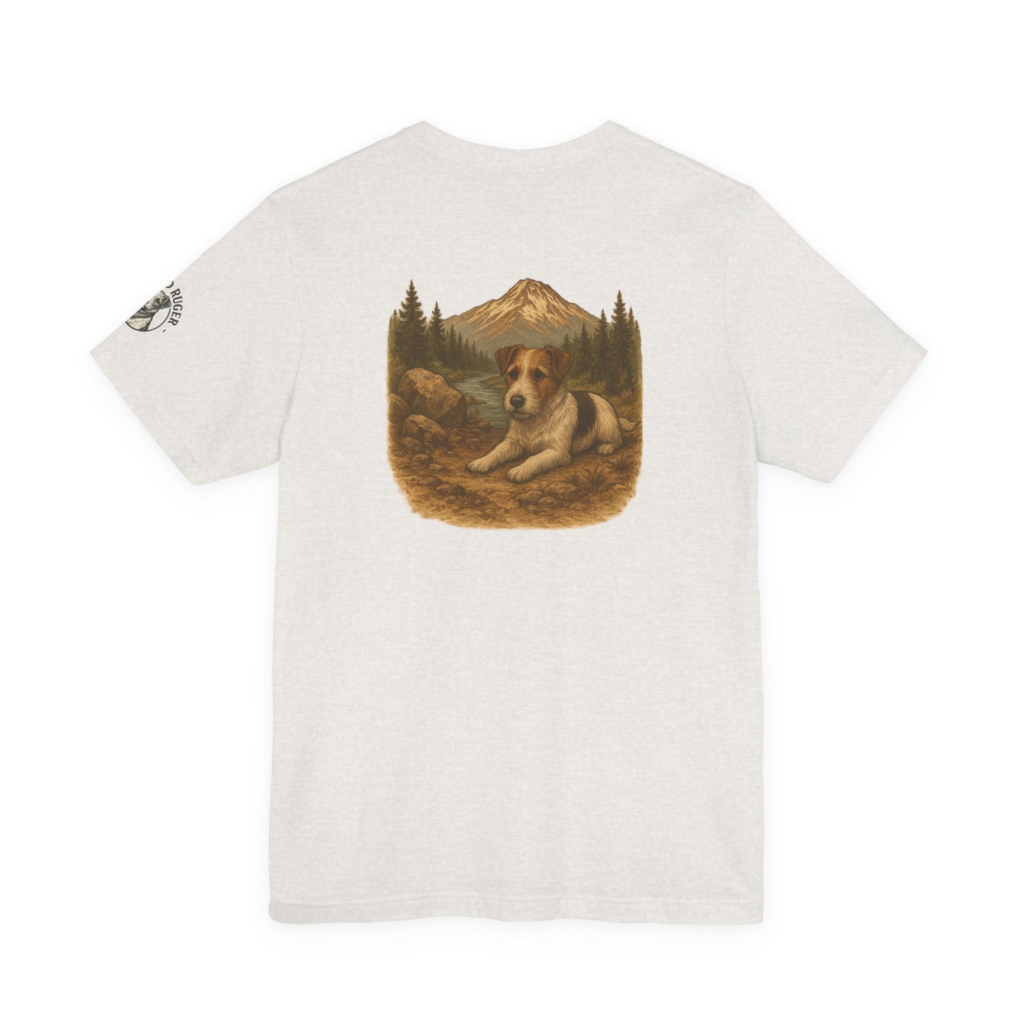 Rugged Ruger: At the stream, Unisex Jersey short sleeve tee