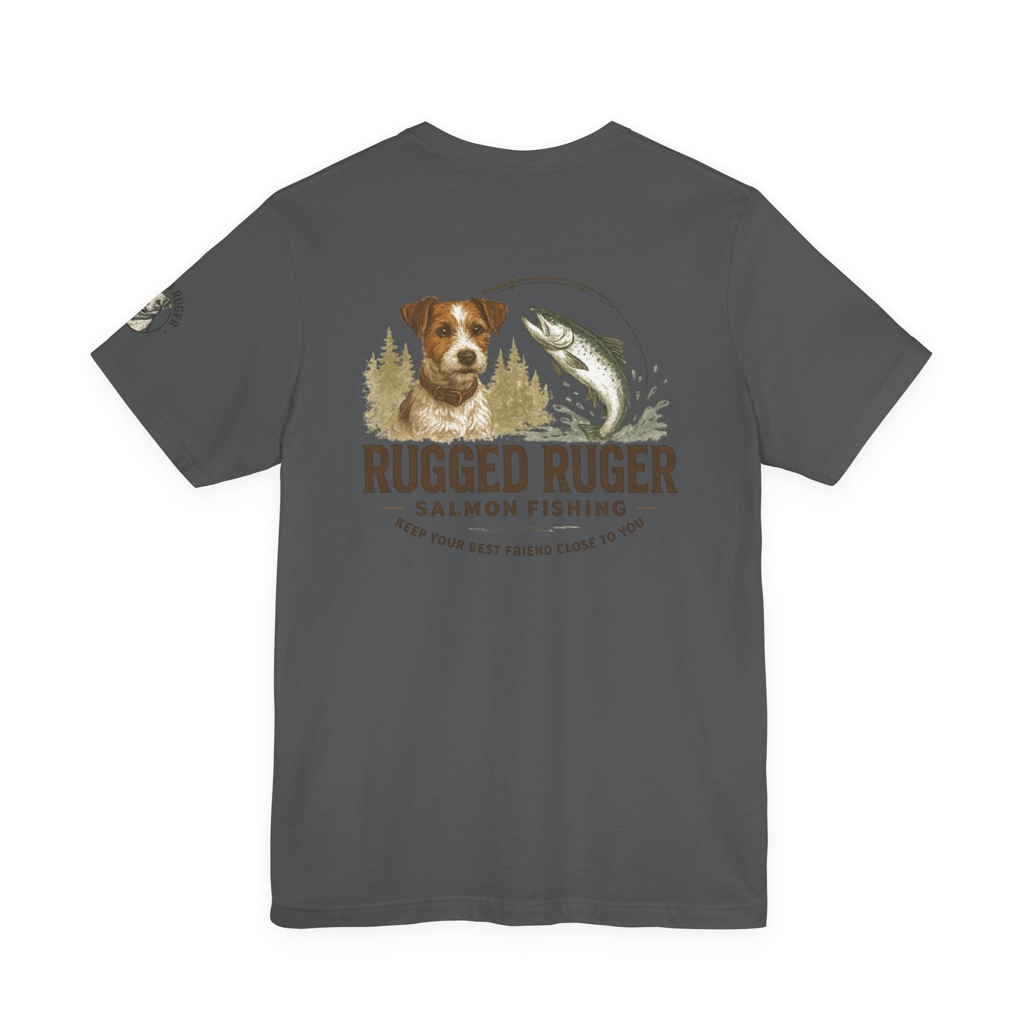Rugged Rugger: fishing pole, Unisex jersey short sleeve tee