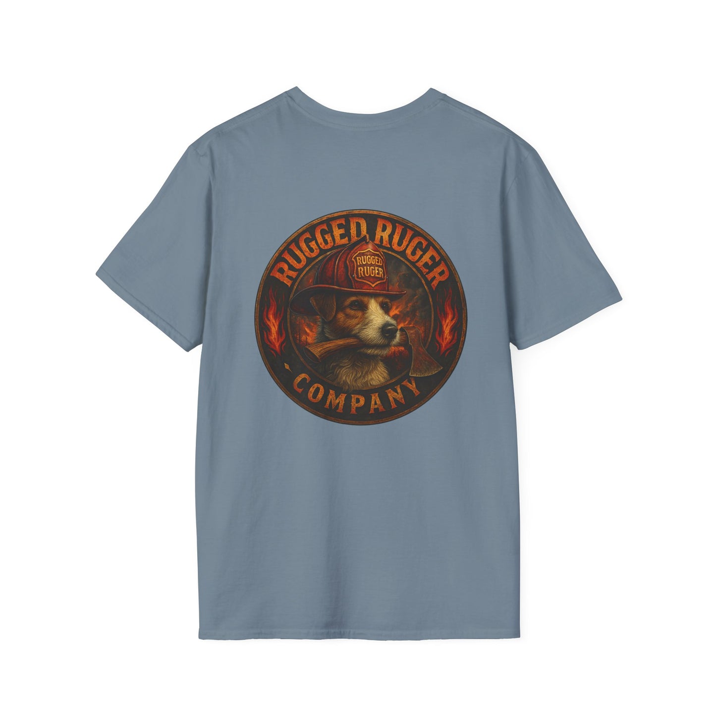 Rugged Ruger: Round Firefighter logo, Unisex Softstyle Tee