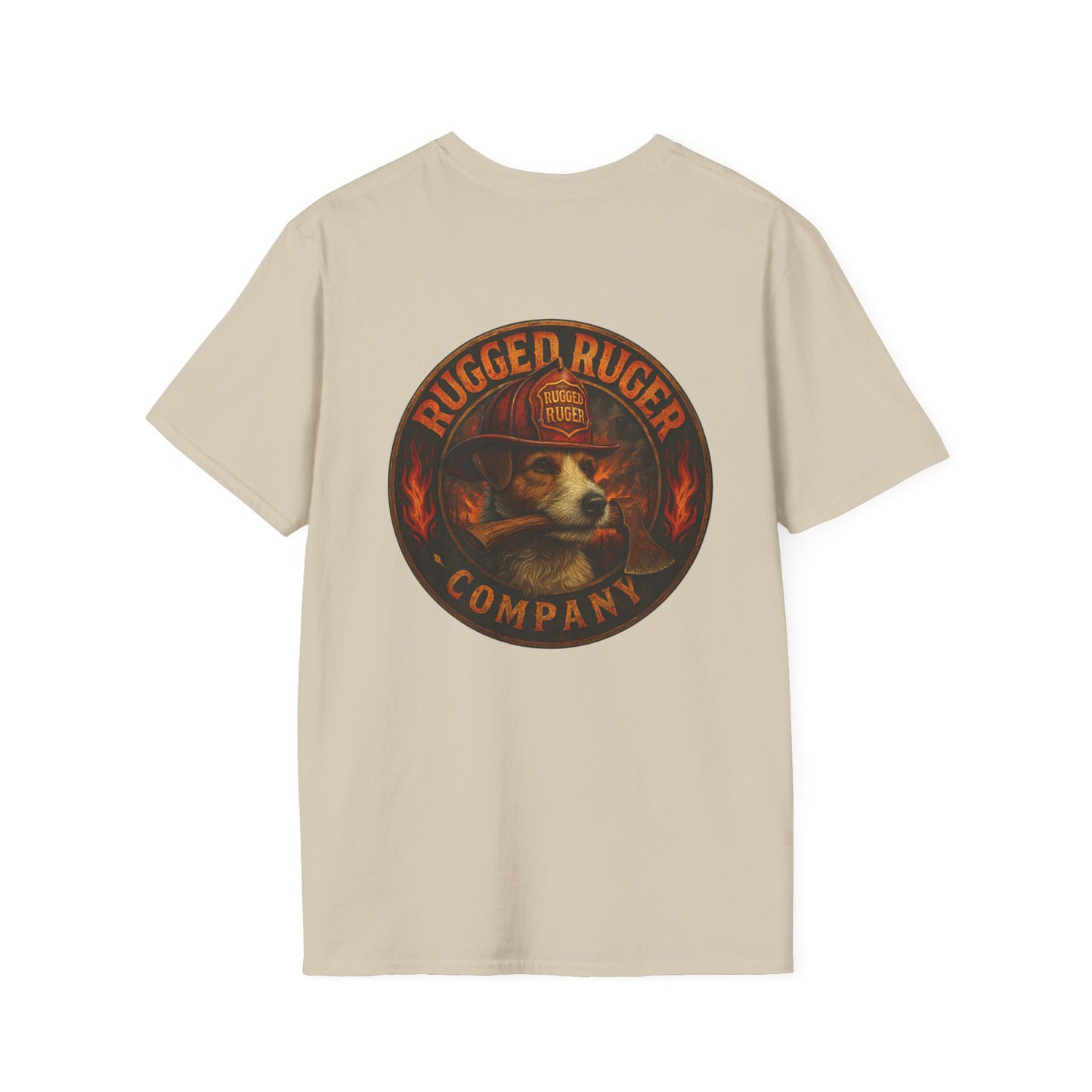 Rugged Ruger: Round Firefighter logo, Unisex Softstyle Tee