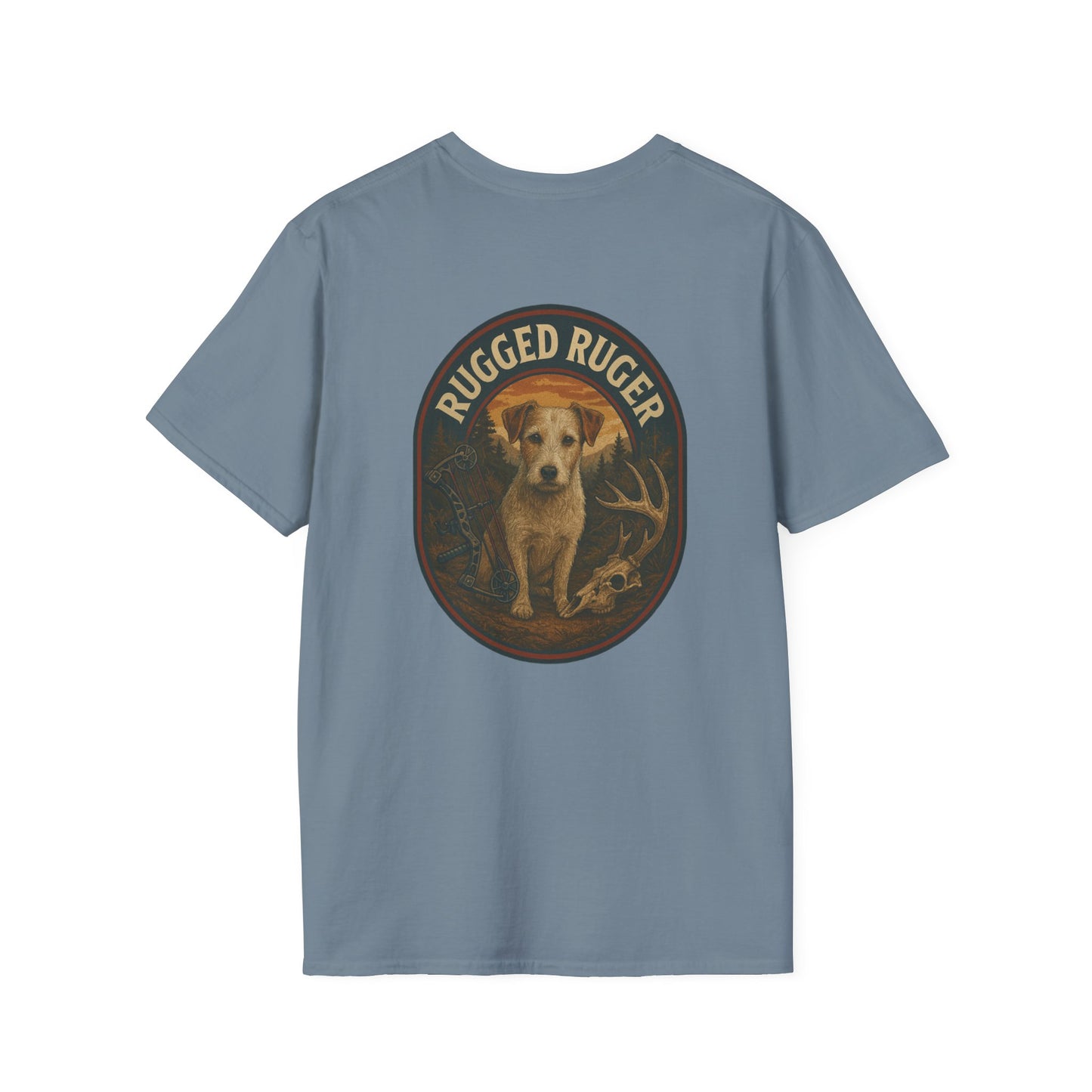 Rugged Ruger: Bow hunting round logo, Unisex Softstyle T-Shirt