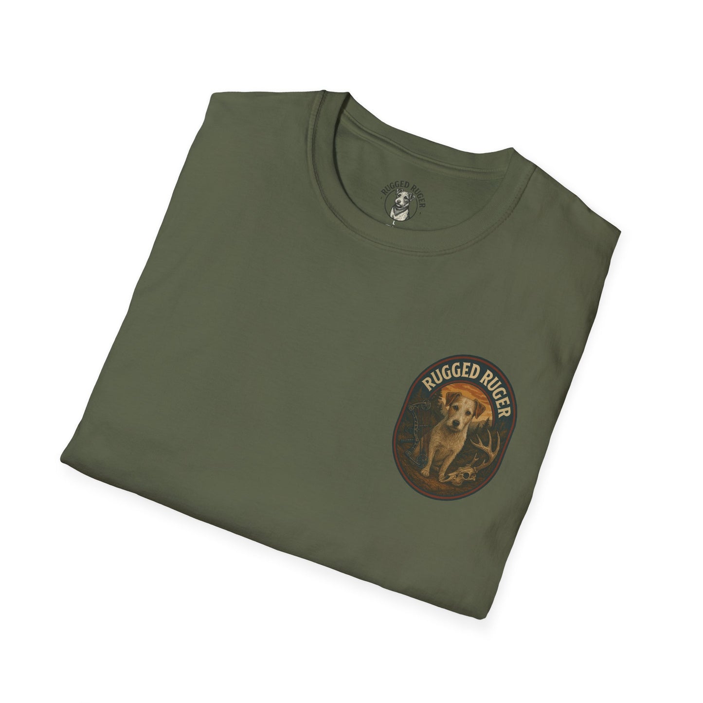 Rugged Ruger: Bow hunting round logo, Unisex Softstyle T-Shirt