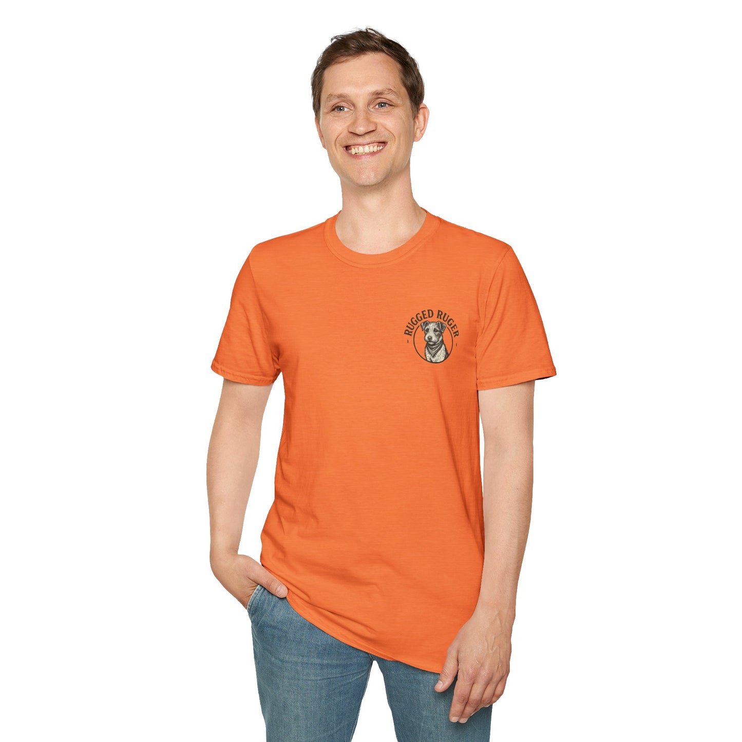 Rugged Ruger: Round Firefighter logo, Unisex Softstyle Tee