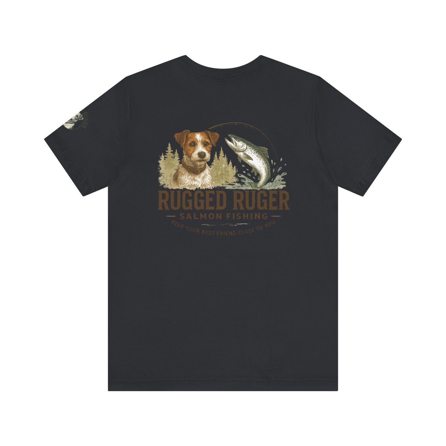 Rugged Rugger: fishing pole, Unisex jersey short sleeve tee