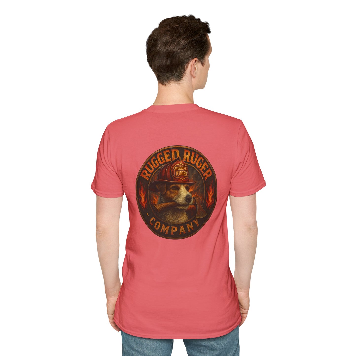 Rugged Ruger: Round Firefighter logo, Unisex Softstyle Tee