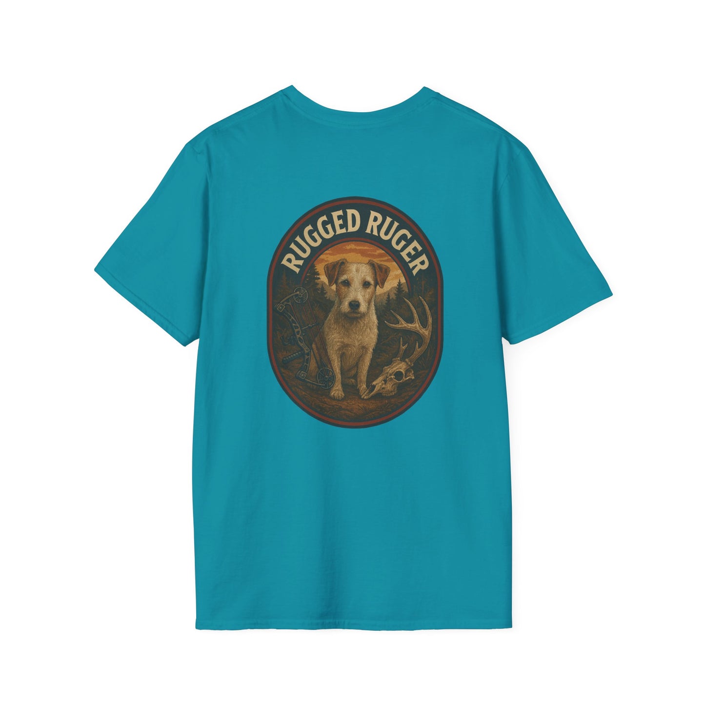 Rugged Ruger: Bow hunting round logo, Unisex Softstyle T-Shirt