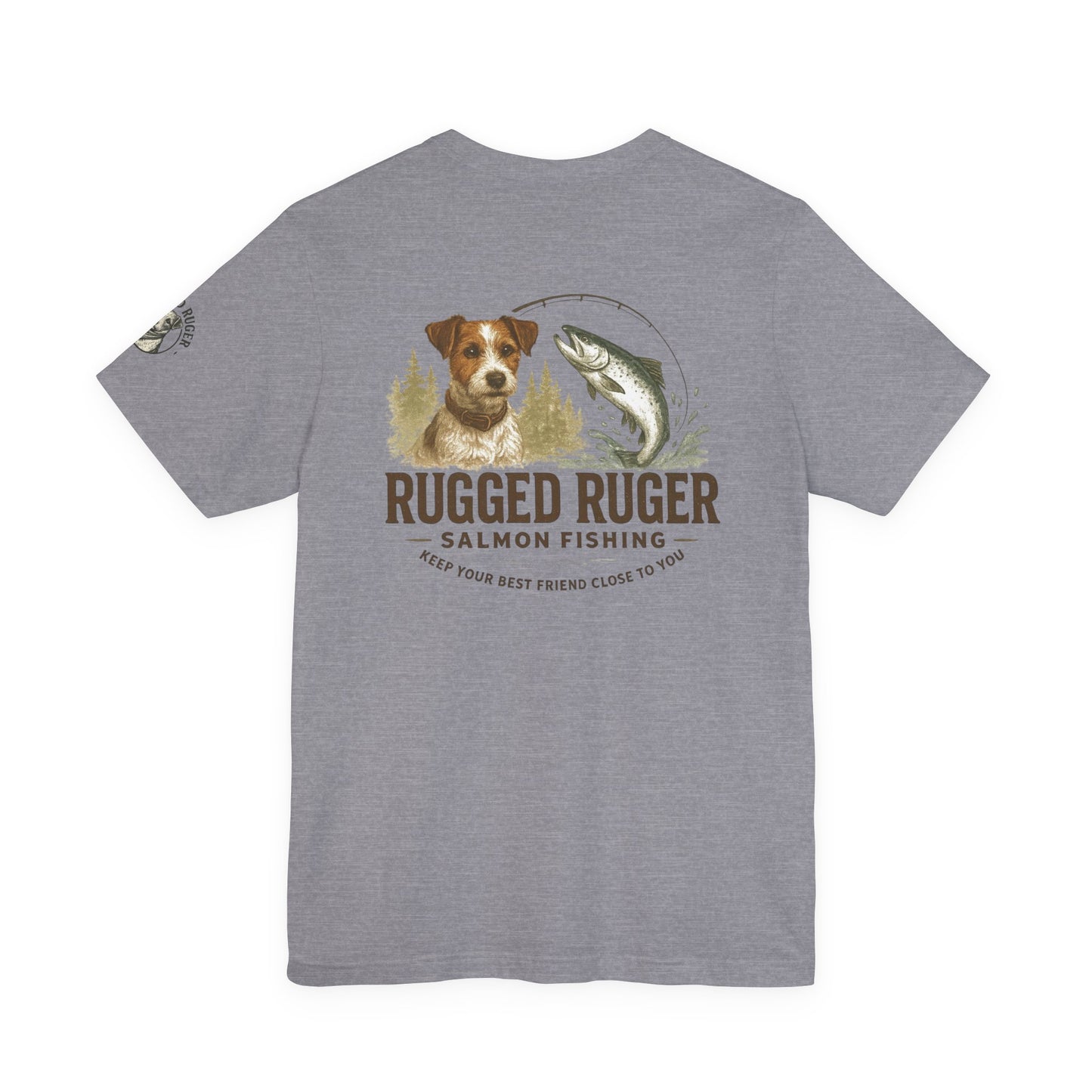 Rugged Rugger: fishing pole, Unisex jersey short sleeve tee