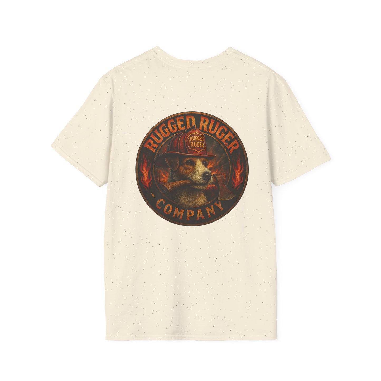 Rugged Ruger: Round Firefighter logo, Unisex Softstyle Tee