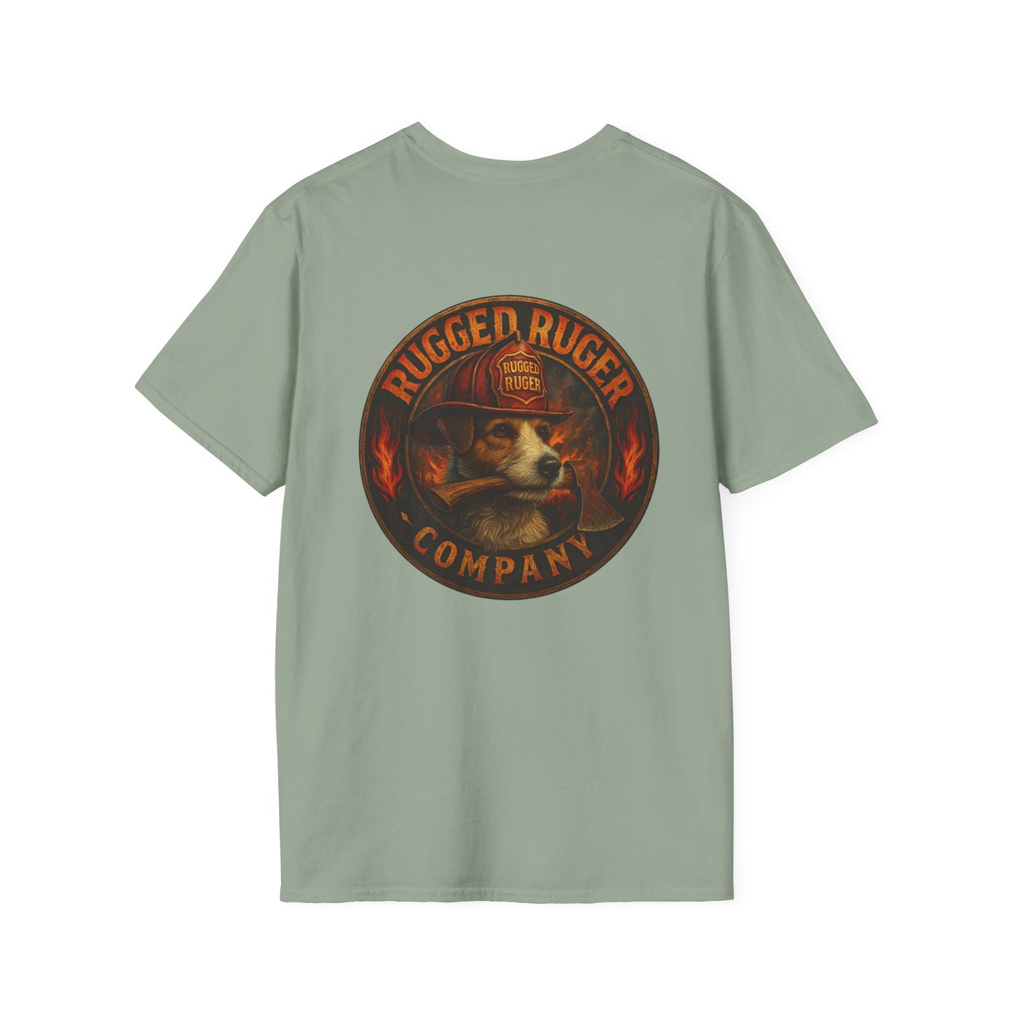 Rugged Ruger: Round Firefighter logo, Unisex Softstyle Tee