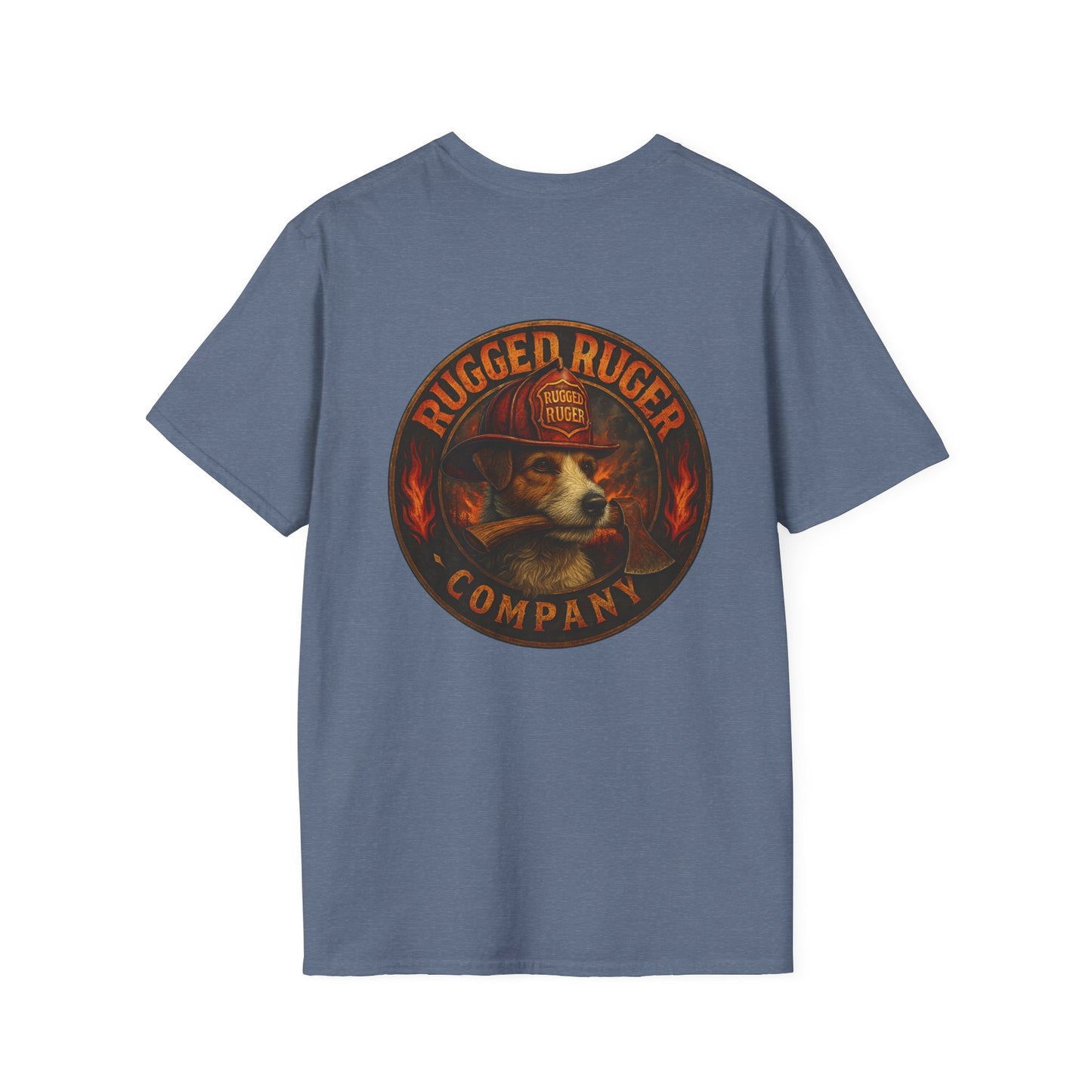 Rugged Ruger: Round Firefighter logo, Unisex Softstyle Tee
