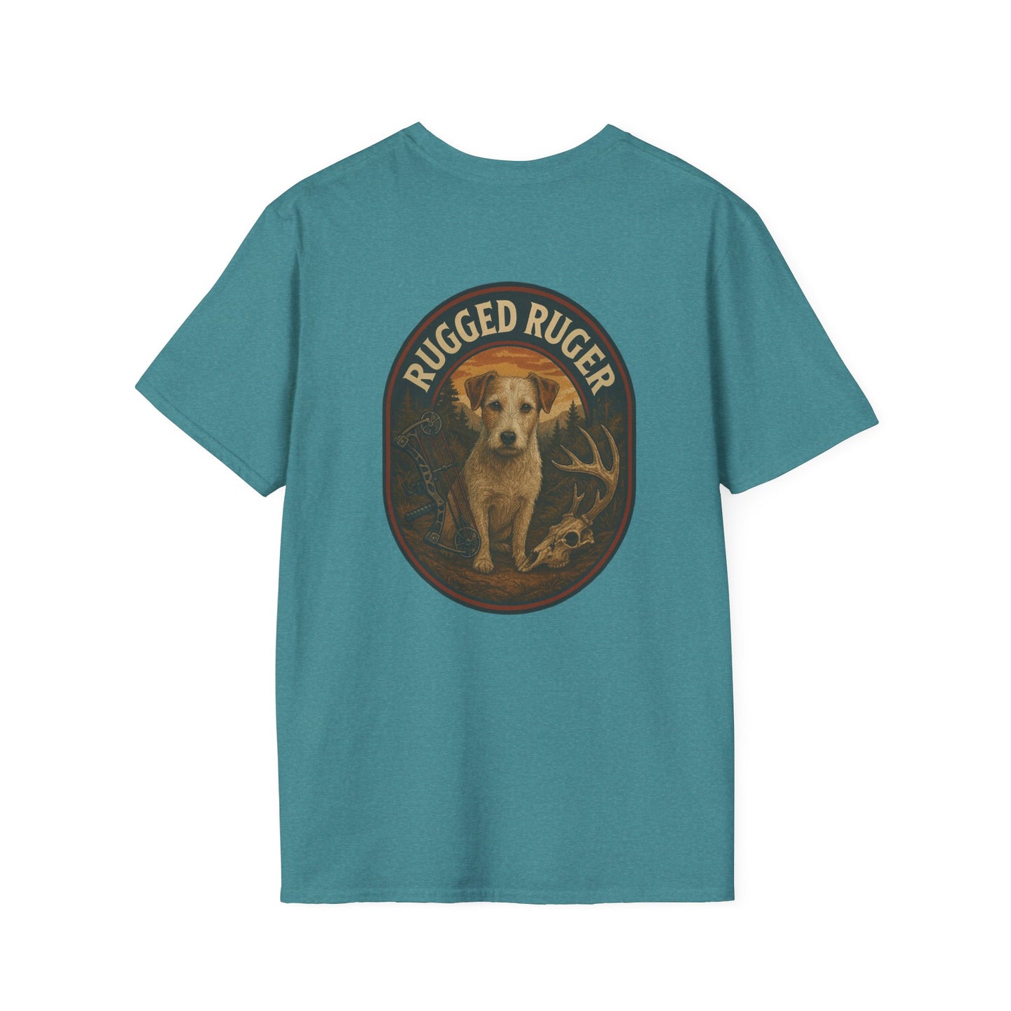 Rugged Ruger: Bow hunting round logo, Unisex Softstyle T-Shirt