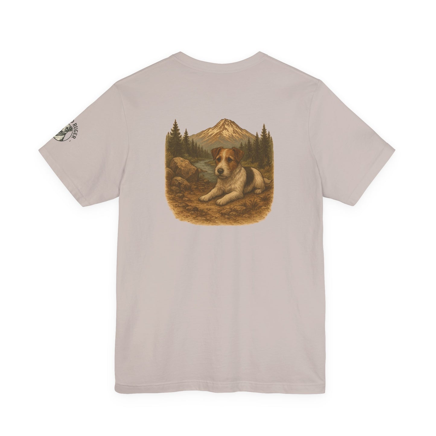 Rugged Ruger: At the stream, Unisex Jersey short sleeve tee