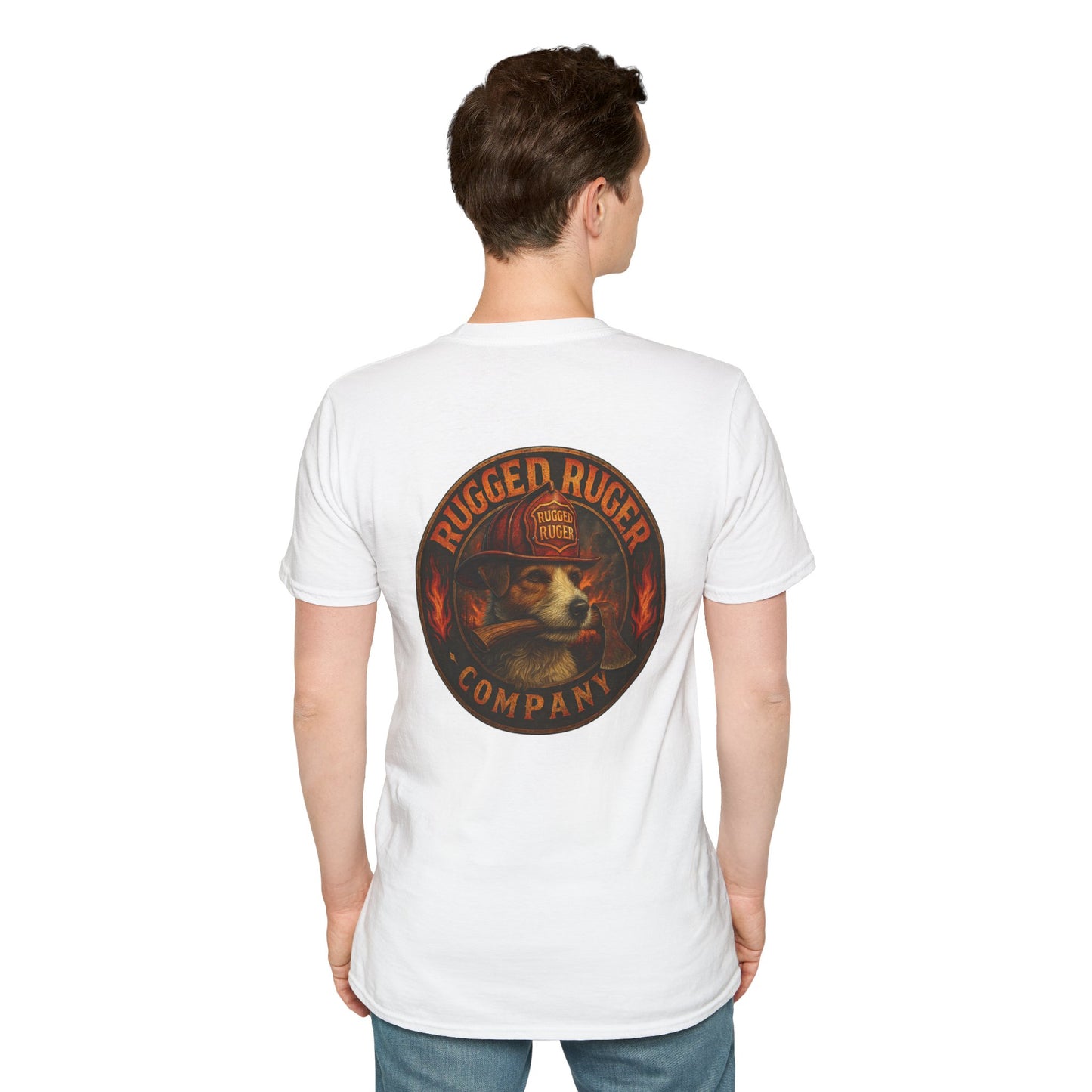 Rugged Ruger: Round Firefighter logo, Unisex Softstyle Tee