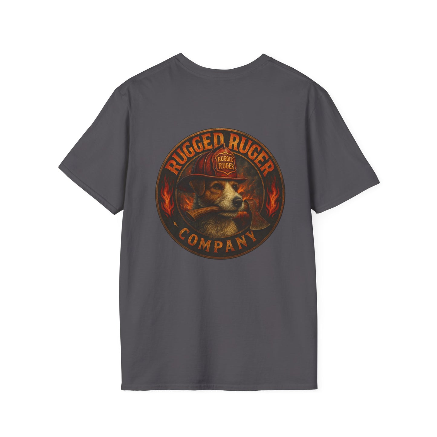 Rugged Ruger: Round Firefighter logo, Unisex Softstyle Tee